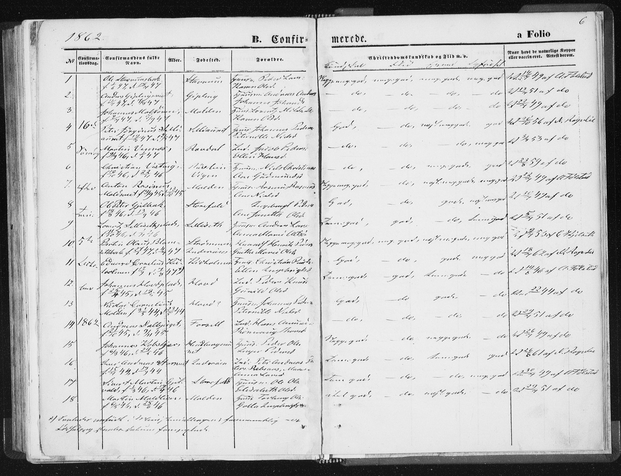 Ministerialprotokoller, klokkerbøker og fødselsregistre - Nord-Trøndelag, SAT/A-1458/744/L0418: Parish register (official) no. 744A02, 1843-1866, p. 6