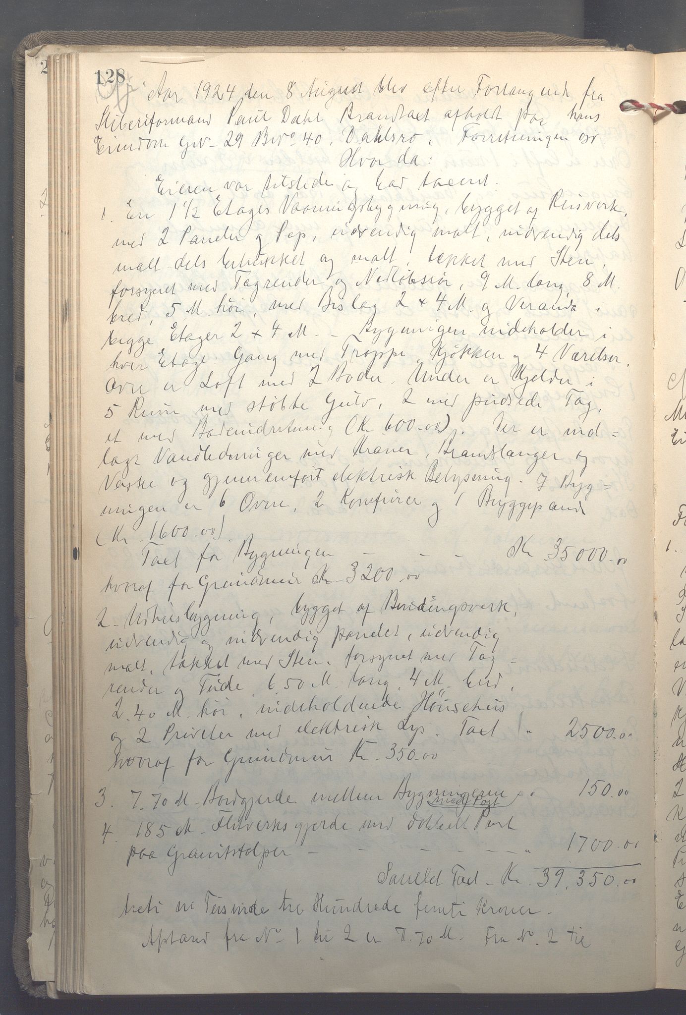 Lensmennene i Aker, OBA/A-10133/F/Fb/L0002: Branntakstprotokoll, 1922-1929, p. 128