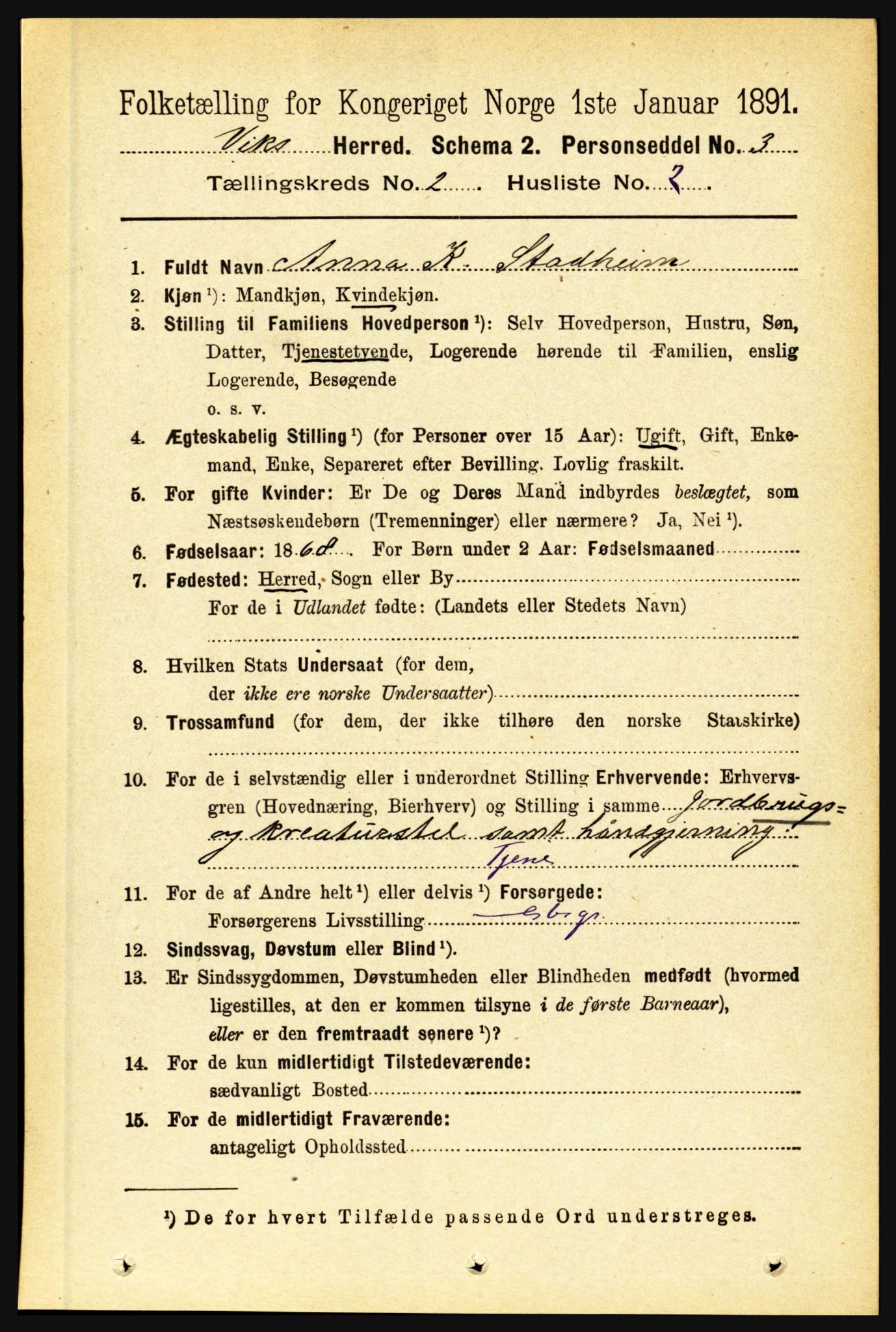 RA, 1891 census for 1417 Vik, 1891, p. 716