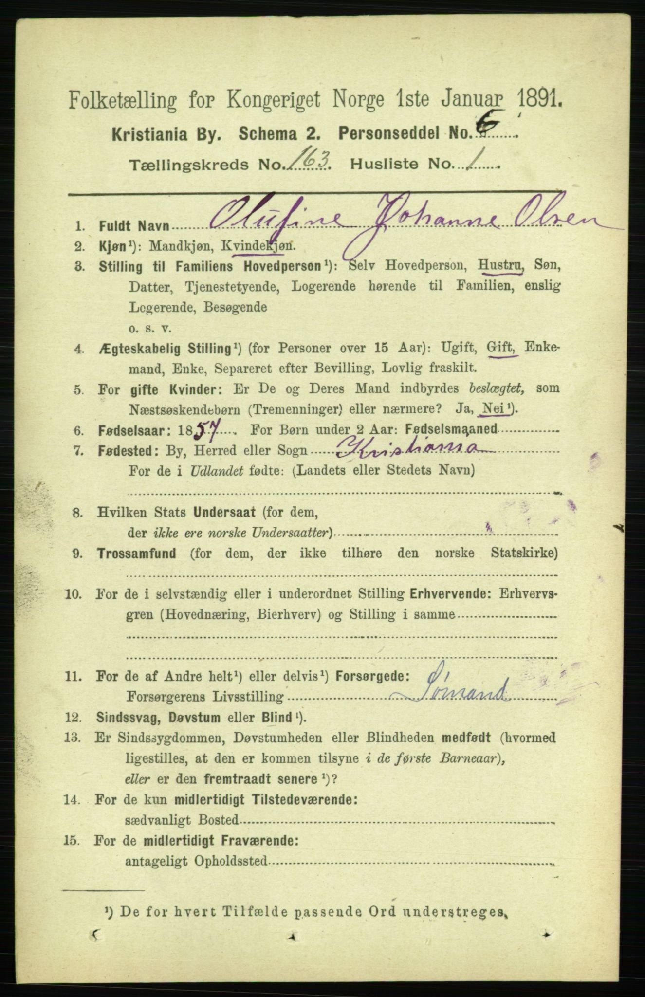 RA, 1891 census for 0301 Kristiania, 1891, p. 93494