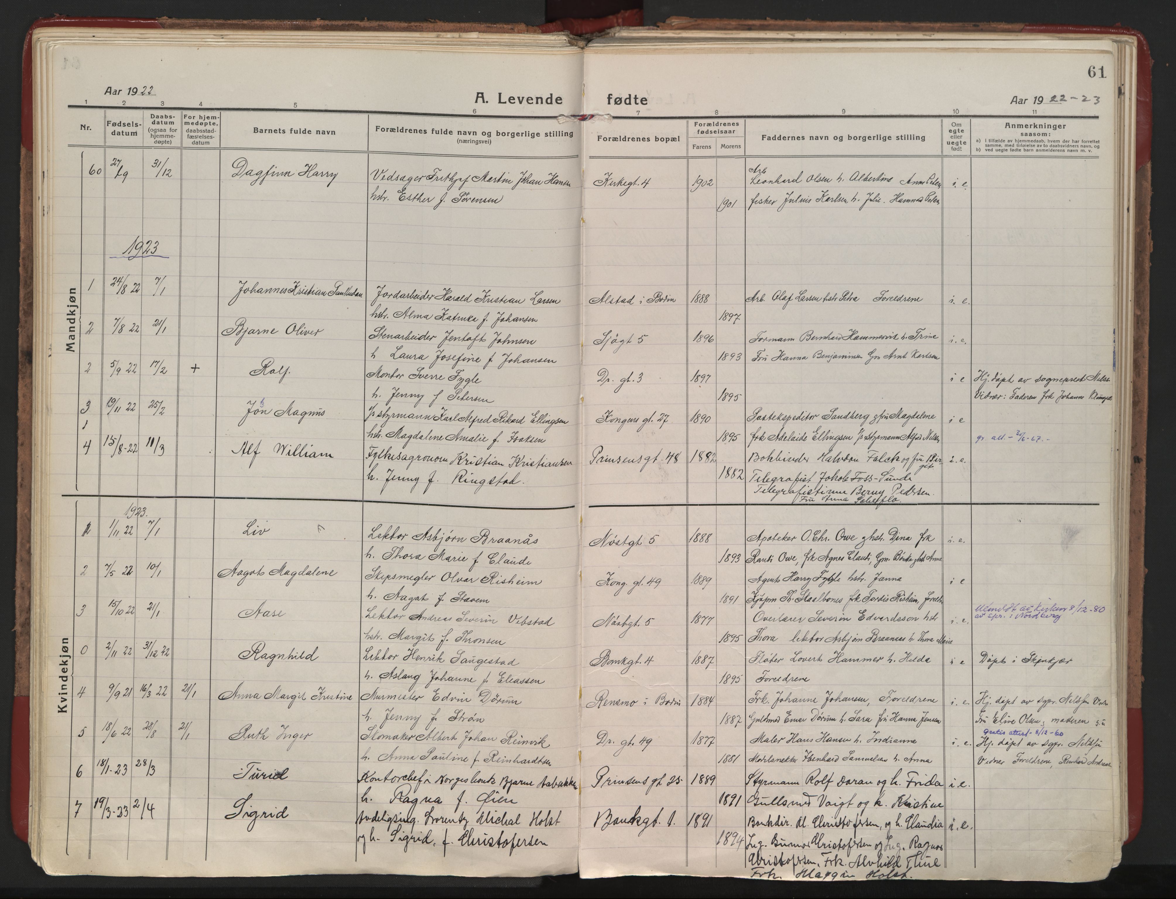 Ministerialprotokoller, klokkerbøker og fødselsregistre - Nordland, AV/SAT-A-1459/801/L0017: Parish register (official) no. 801A17, 1917-1930, p. 61