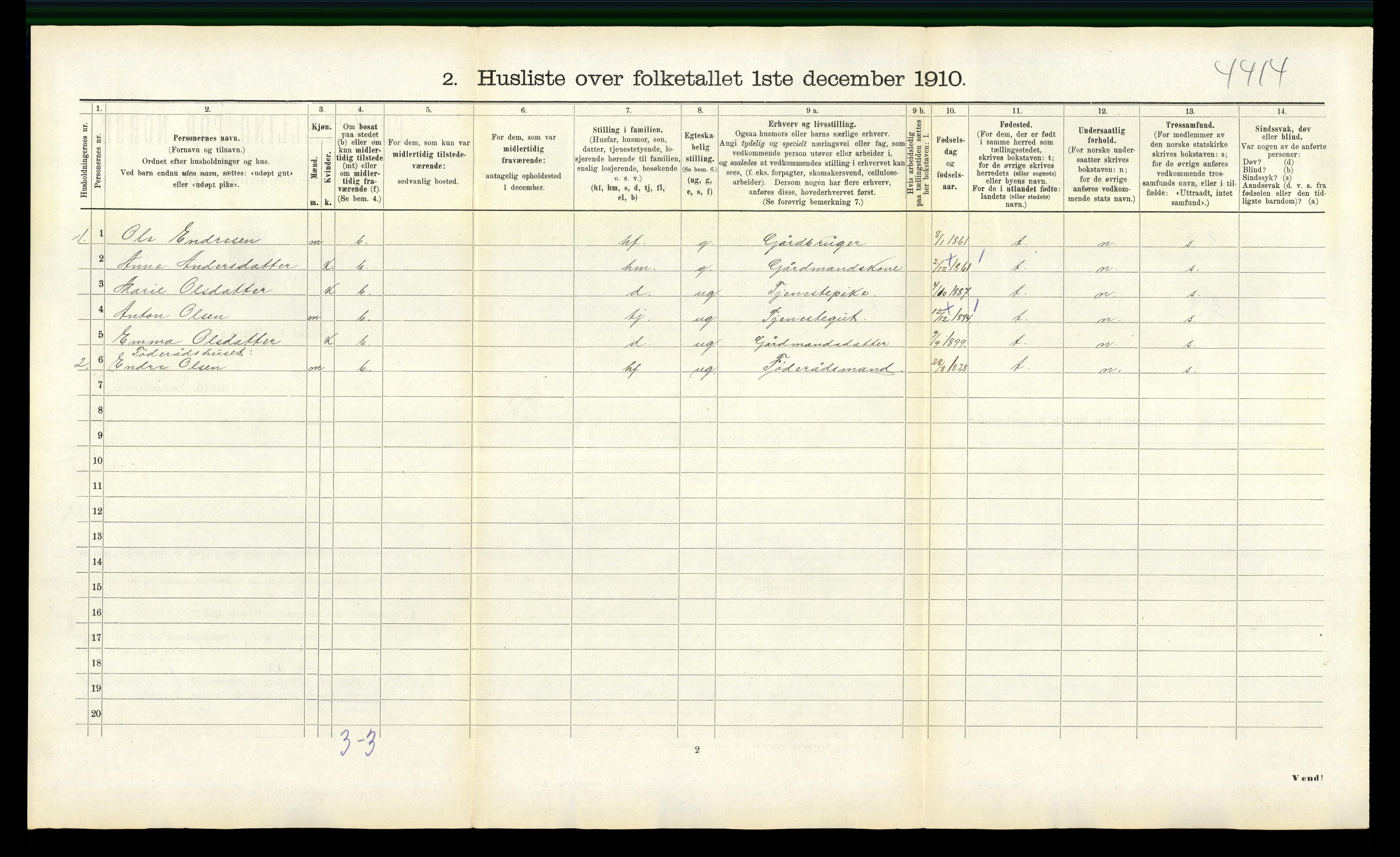 RA, 1910 census for Eresfjord og Vistdal, 1910, p. 418