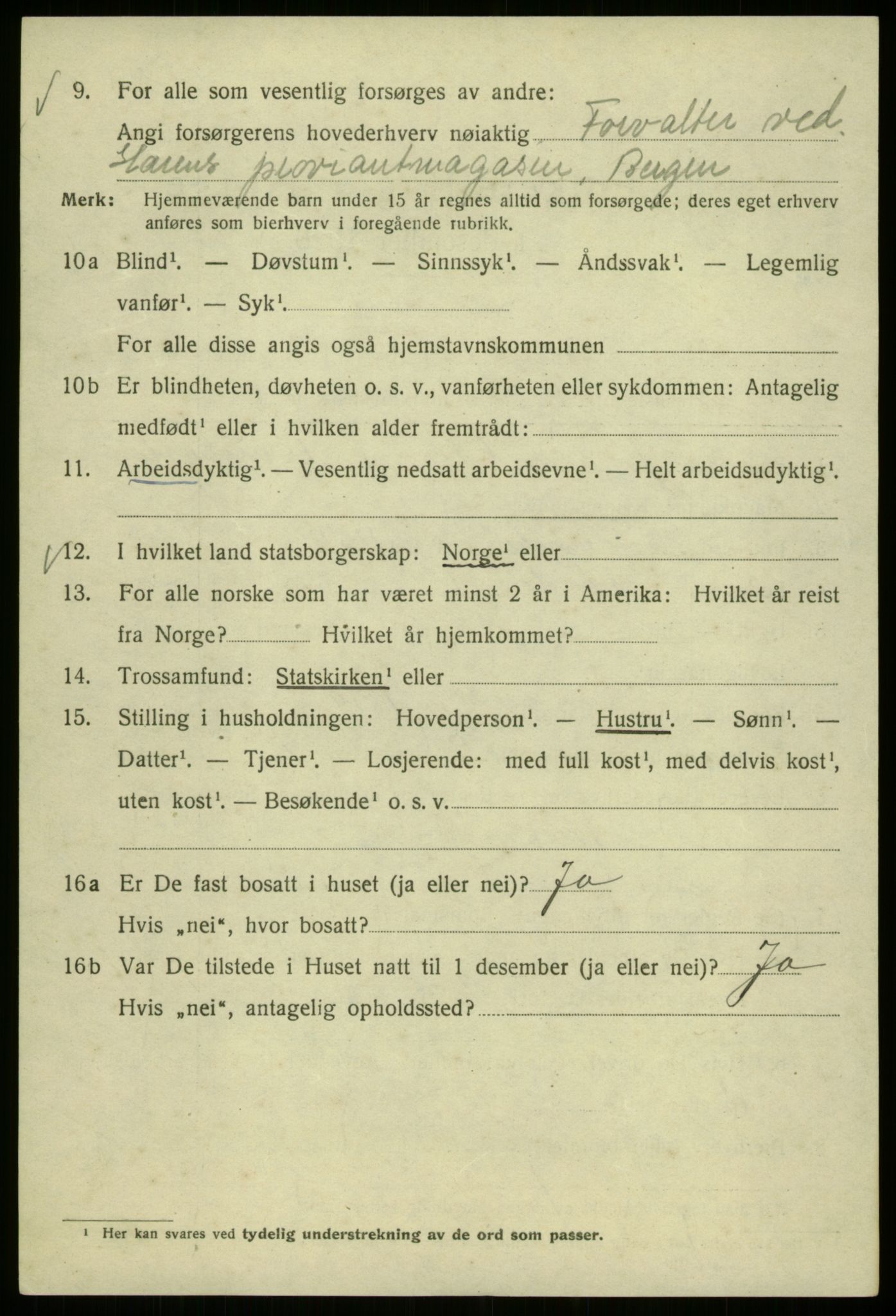 SAB, 1920 census for Bergen, 1920, p. 183961