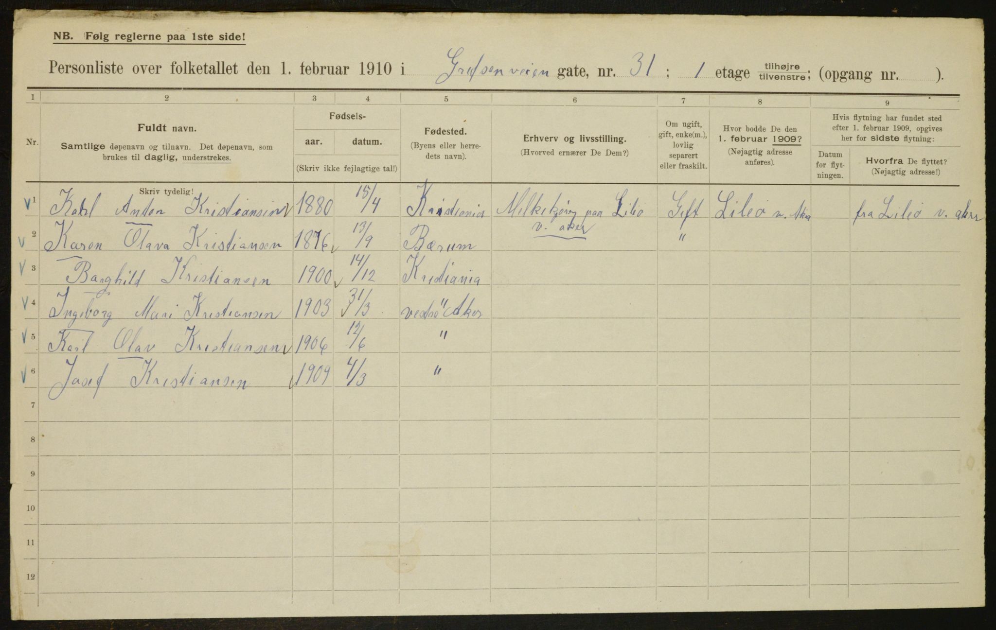 OBA, Municipal Census 1910 for Kristiania, 1910, p. 28210