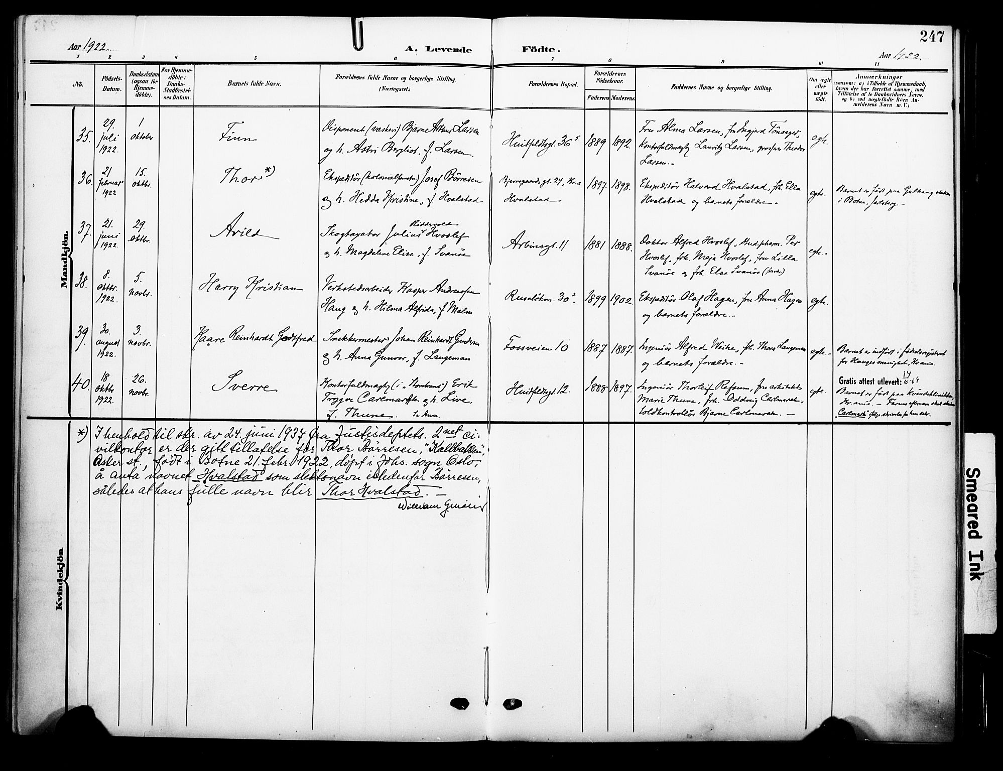 Johannes prestekontor Kirkebøker, AV/SAO-A-10852/F/Fa/L0009: Parish register (official) no. 9, 1905-1929, p. 247