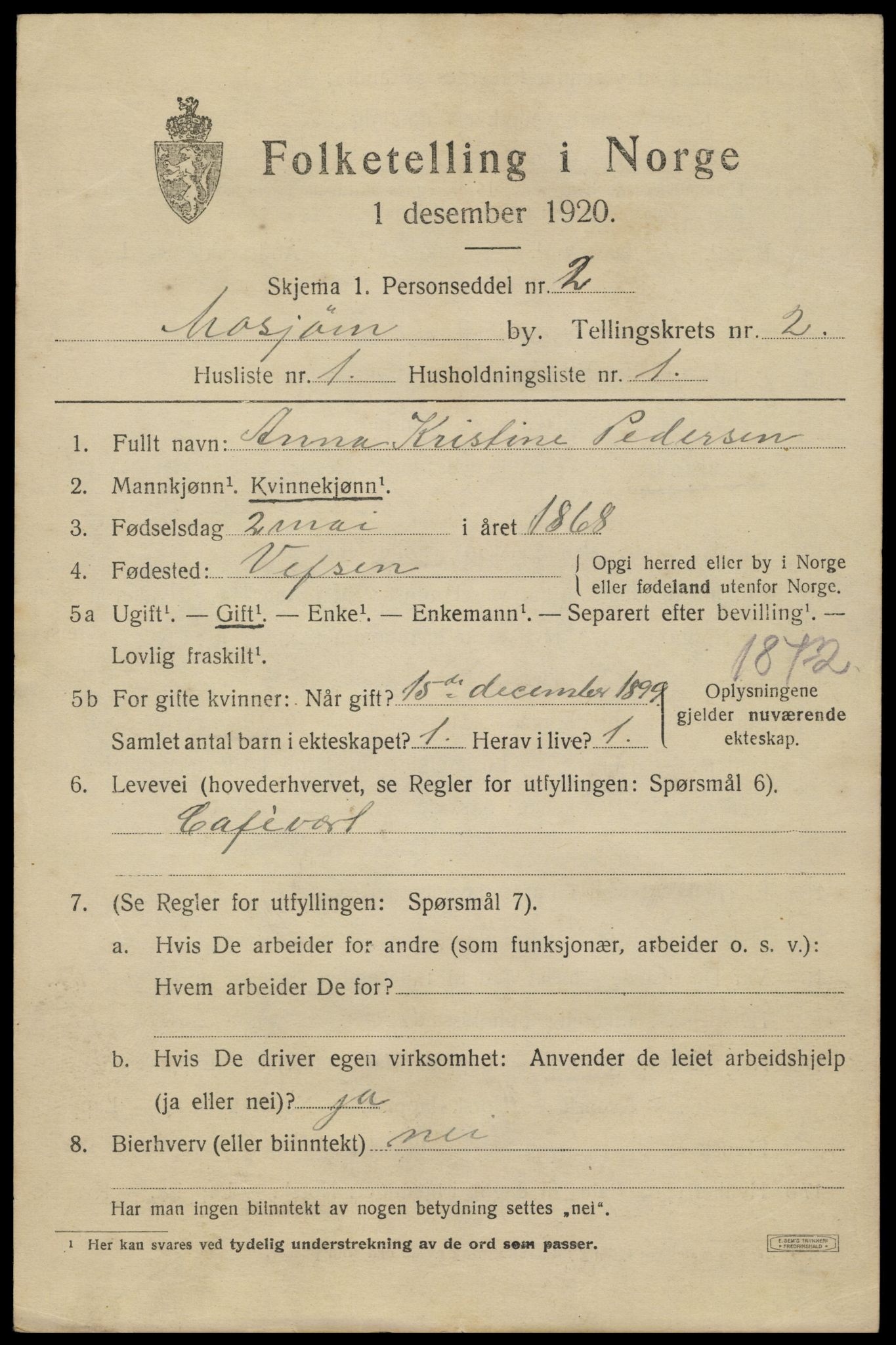 SAT, 1920 census for Mosjøen, 1920, p. 3428