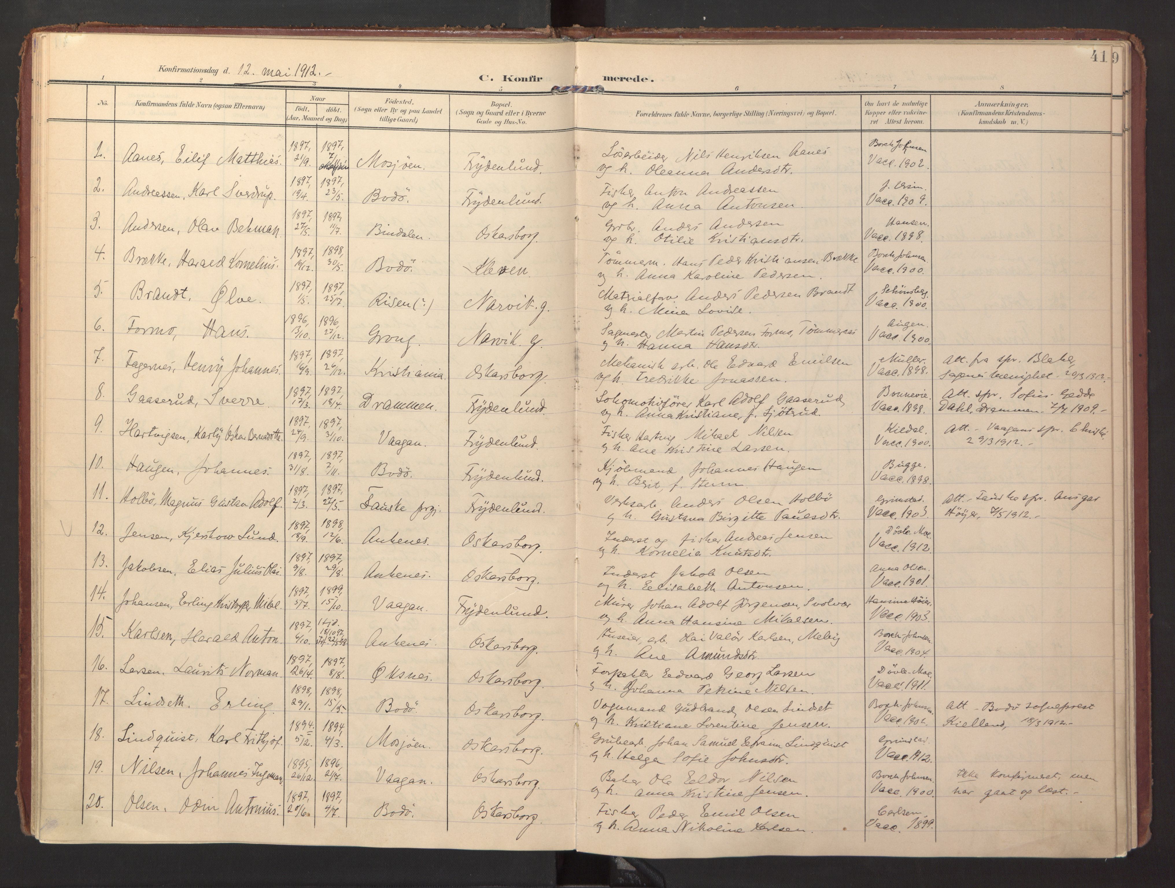 Ministerialprotokoller, klokkerbøker og fødselsregistre - Nordland, SAT/A-1459/871/L0998: Parish register (official) no. 871A14, 1902-1921, p. 41