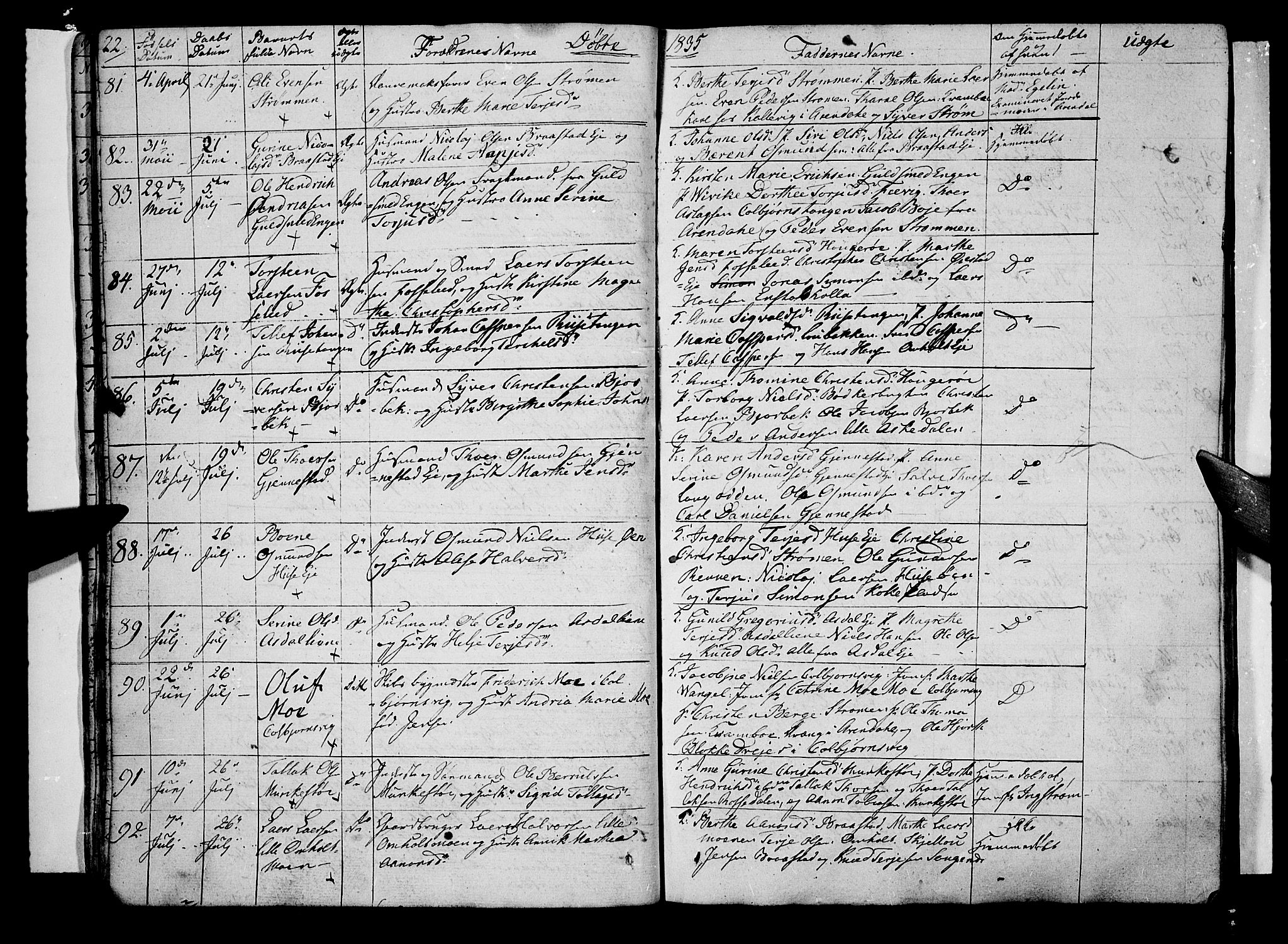 Øyestad sokneprestkontor, AV/SAK-1111-0049/F/Fb/L0005: Parish register (copy) no. B 5, 1833-1843, p. 22