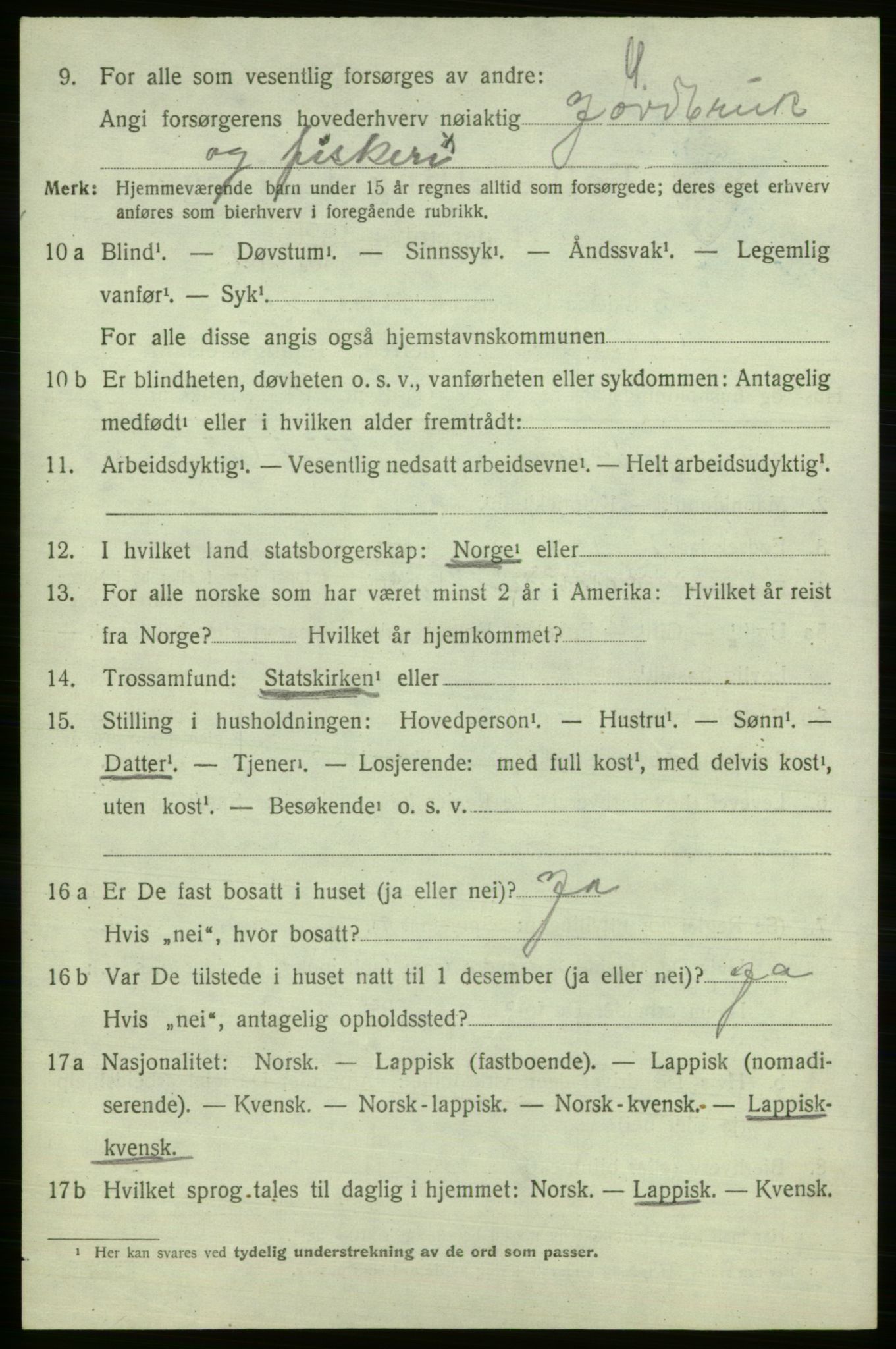 SATØ, 1920 census for Polmak, 1920, p. 712