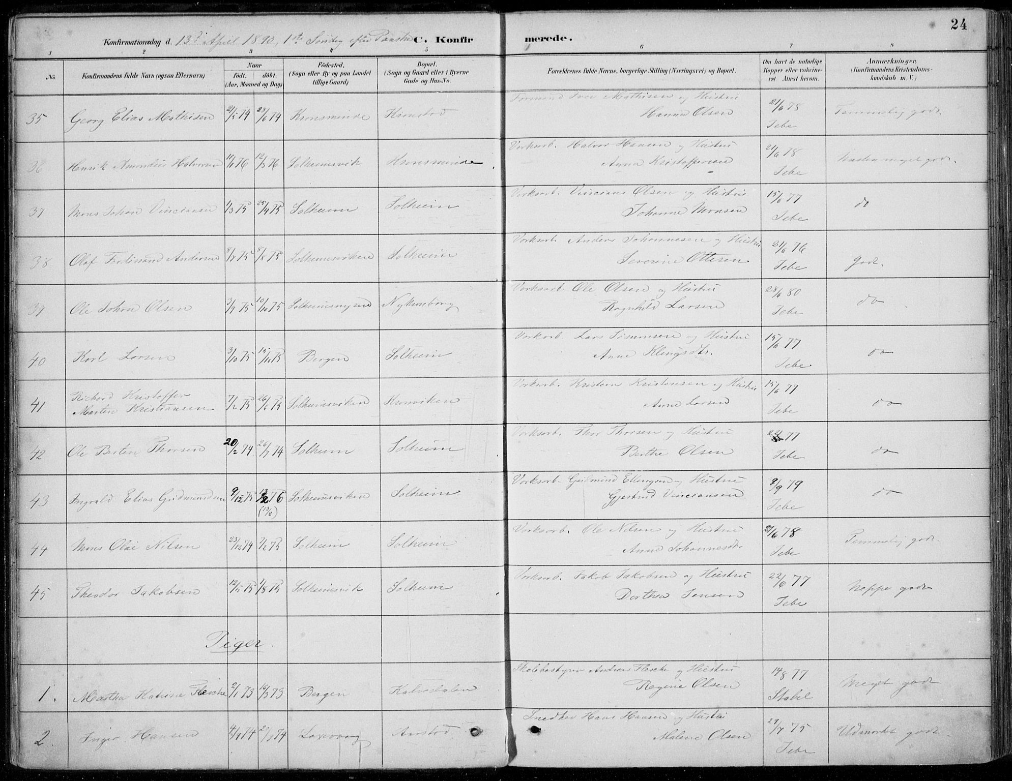 Årstad Sokneprestembete, AV/SAB-A-79301/H/Haa/L0006: Parish register (official) no. B 1, 1886-1901, p. 24