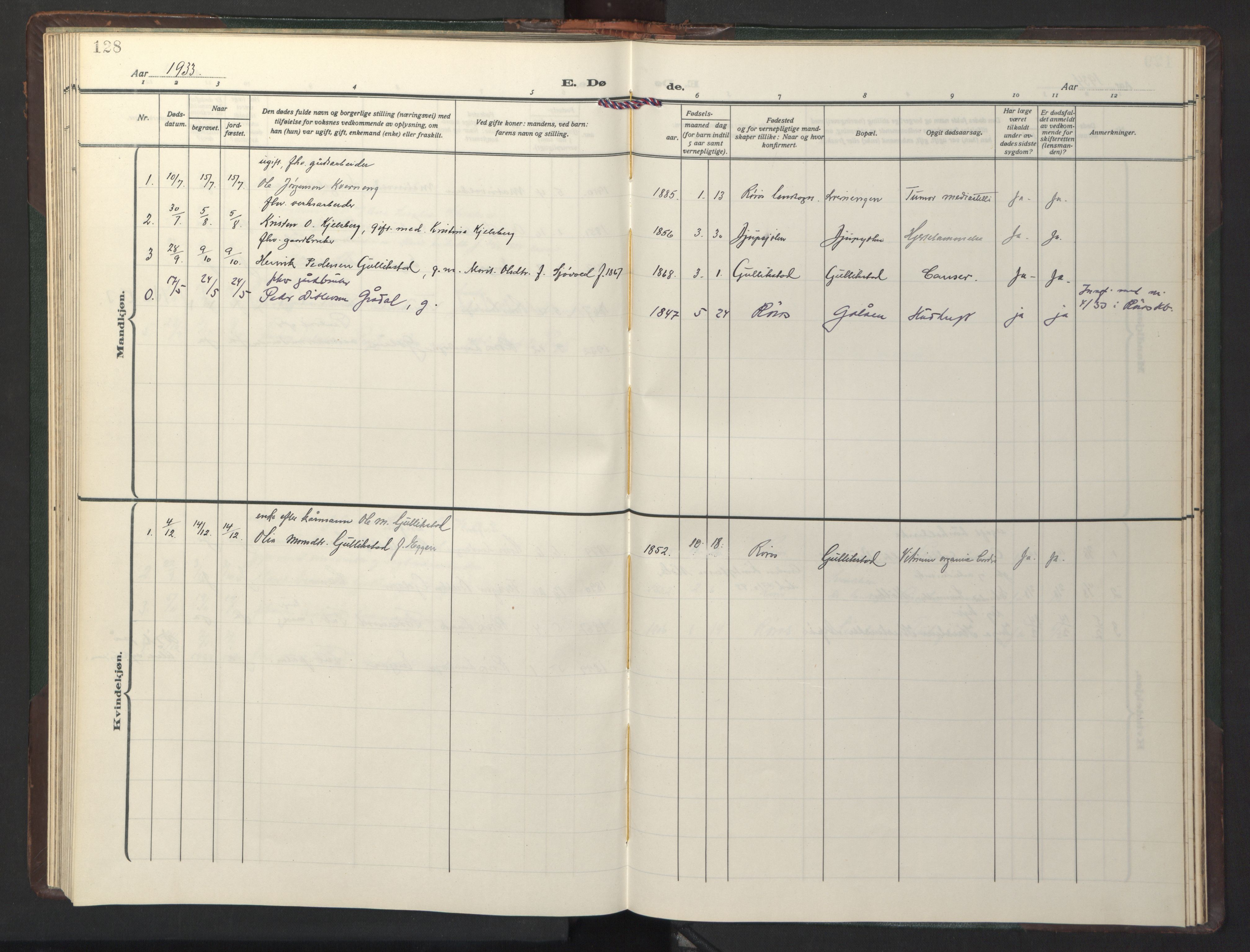 Ministerialprotokoller, klokkerbøker og fødselsregistre - Sør-Trøndelag, SAT/A-1456/681/L0944: Parish register (copy) no. 681C08, 1926-1954, p. 128