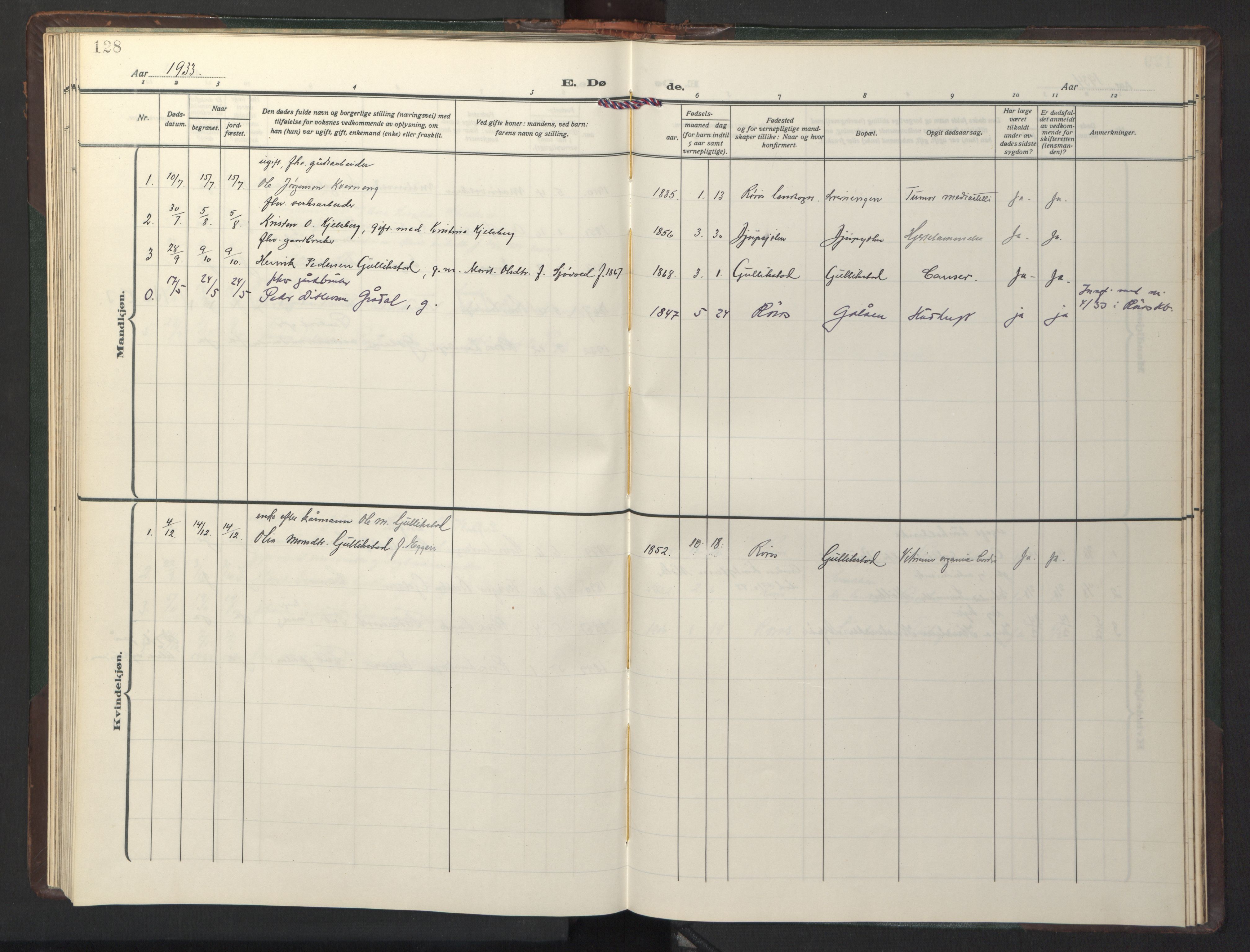 Ministerialprotokoller, klokkerbøker og fødselsregistre - Sør-Trøndelag, AV/SAT-A-1456/681/L0944: Parish register (copy) no. 681C08, 1926-1954, p. 128