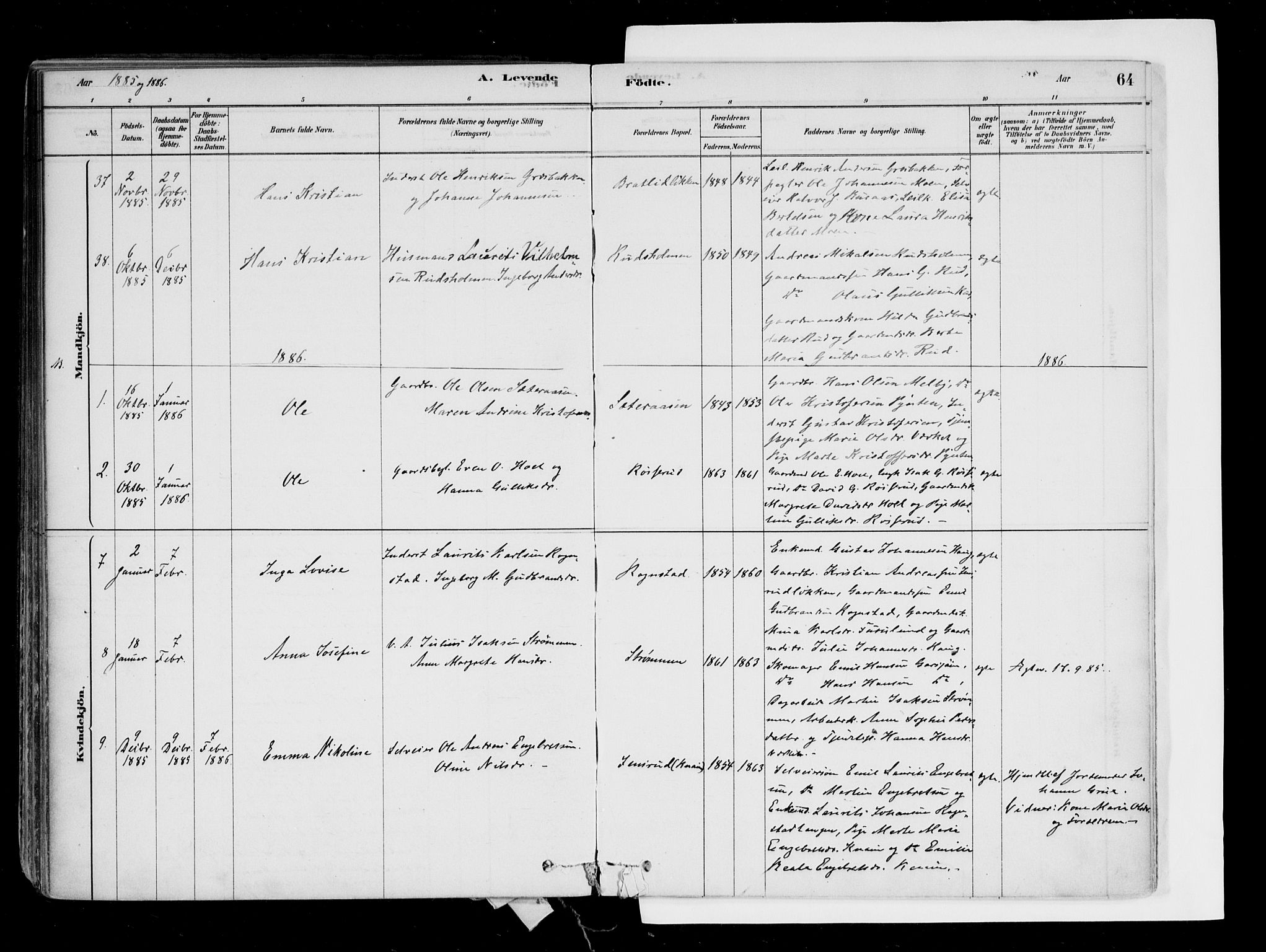 Hurdal prestekontor Kirkebøker, SAO/A-10889/F/Fa/L0007: Parish register (official) no. I 7, 1878-1906, p. 64