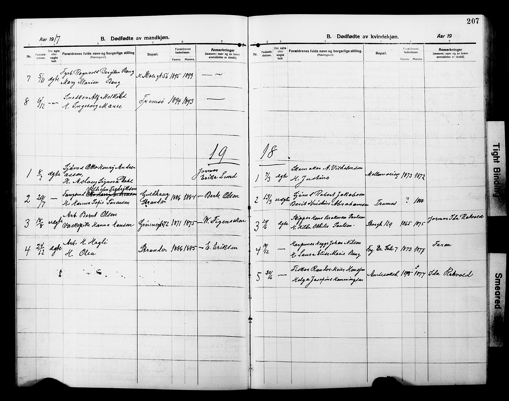 Tromsø sokneprestkontor/stiftsprosti/domprosti, AV/SATØ-S-1343/G/Gb/L0009klokker: Parish register (copy) no. 9, 1915-1925, p. 207