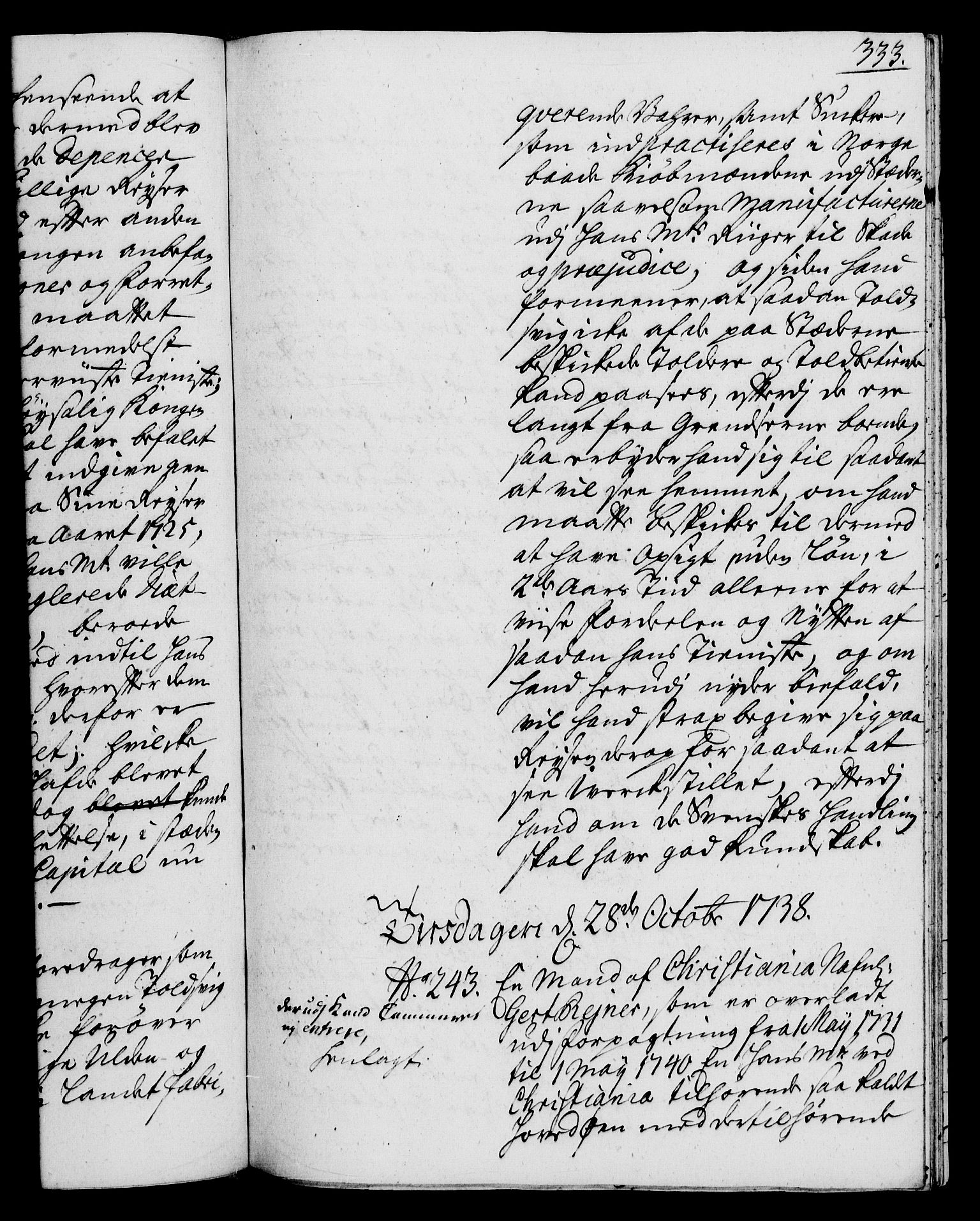 Rentekammeret, Kammerkanselliet, RA/EA-3111/G/Gh/Gha/L0020: Norsk ekstraktmemorialprotokoll (merket RK 53.65), 1738-1739, p. 333