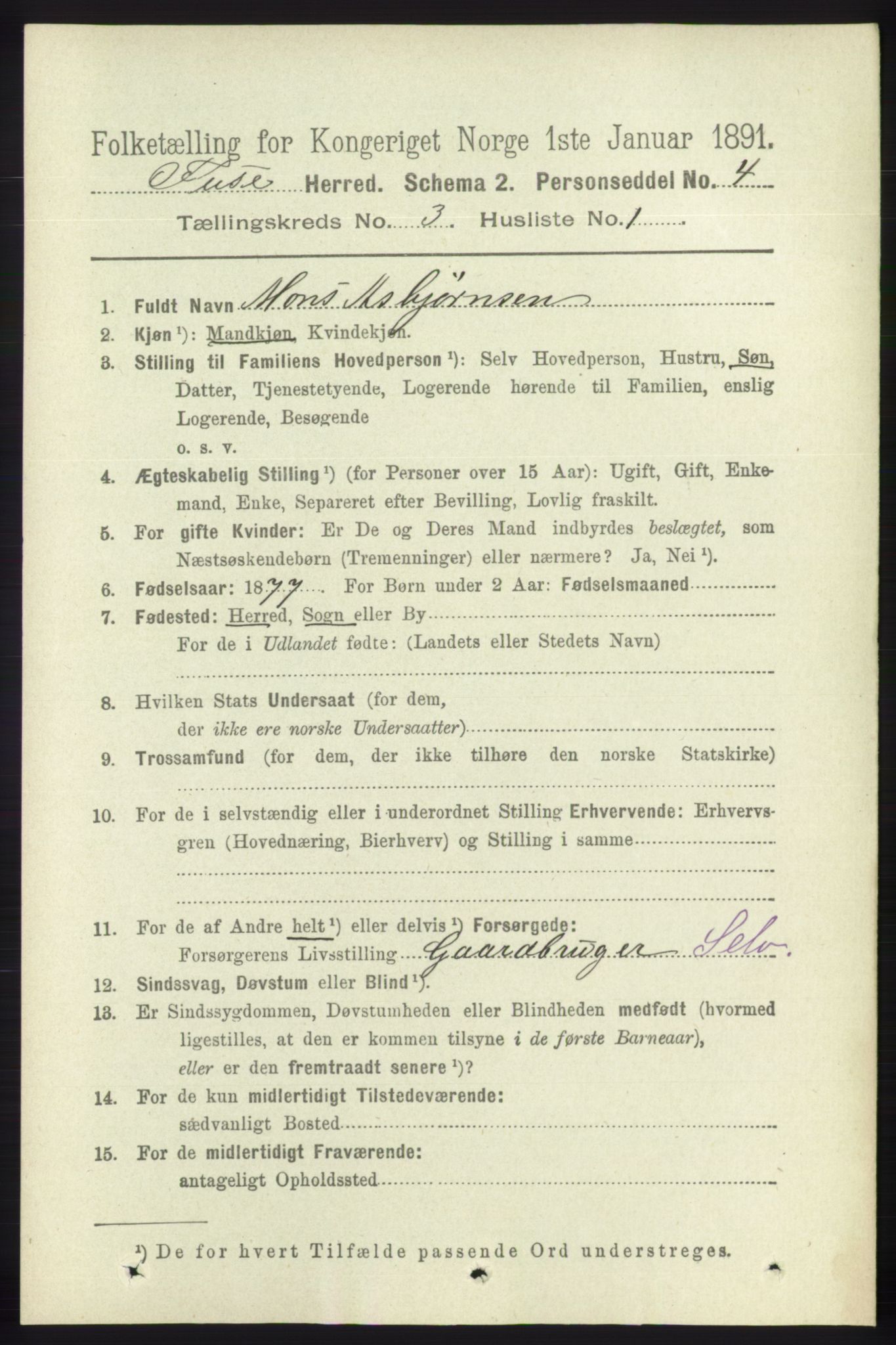 RA, 1891 census for 1241 Fusa, 1891, p. 520