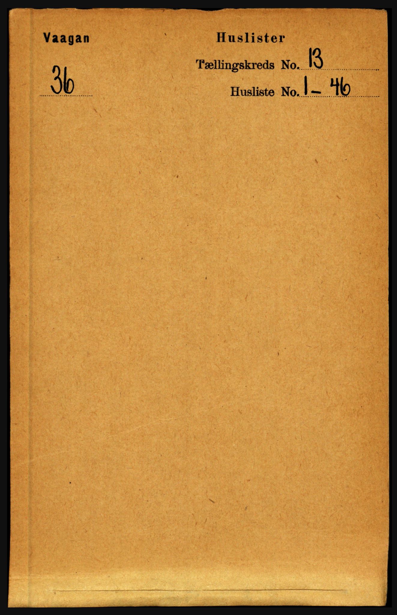 RA, 1891 census for 1865 Vågan, 1891, p. 3269
