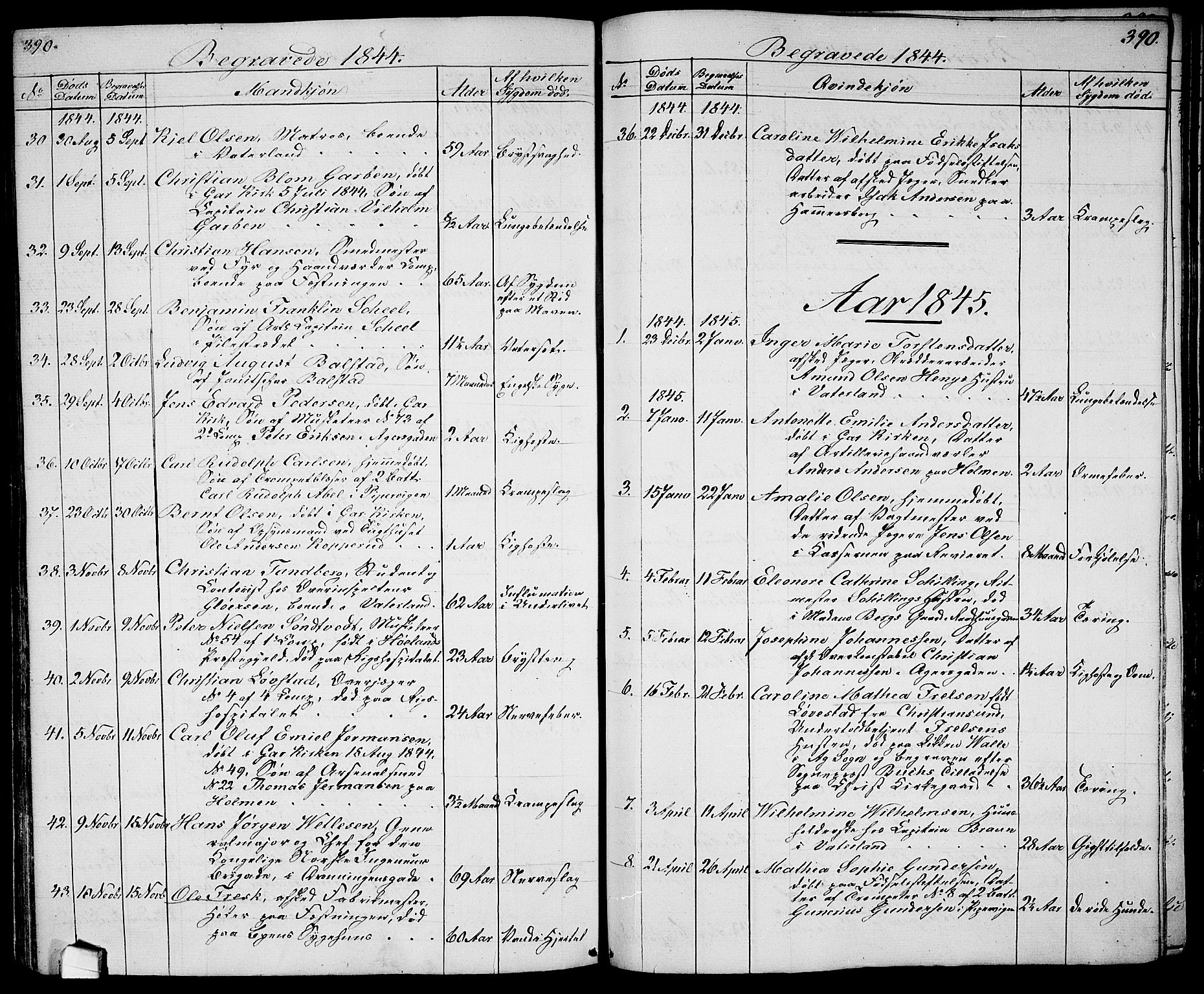 Garnisonsmenigheten Kirkebøker, SAO/A-10846/G/Ga/L0005: Parish register (copy) no. 5, 1841-1860, p. 390