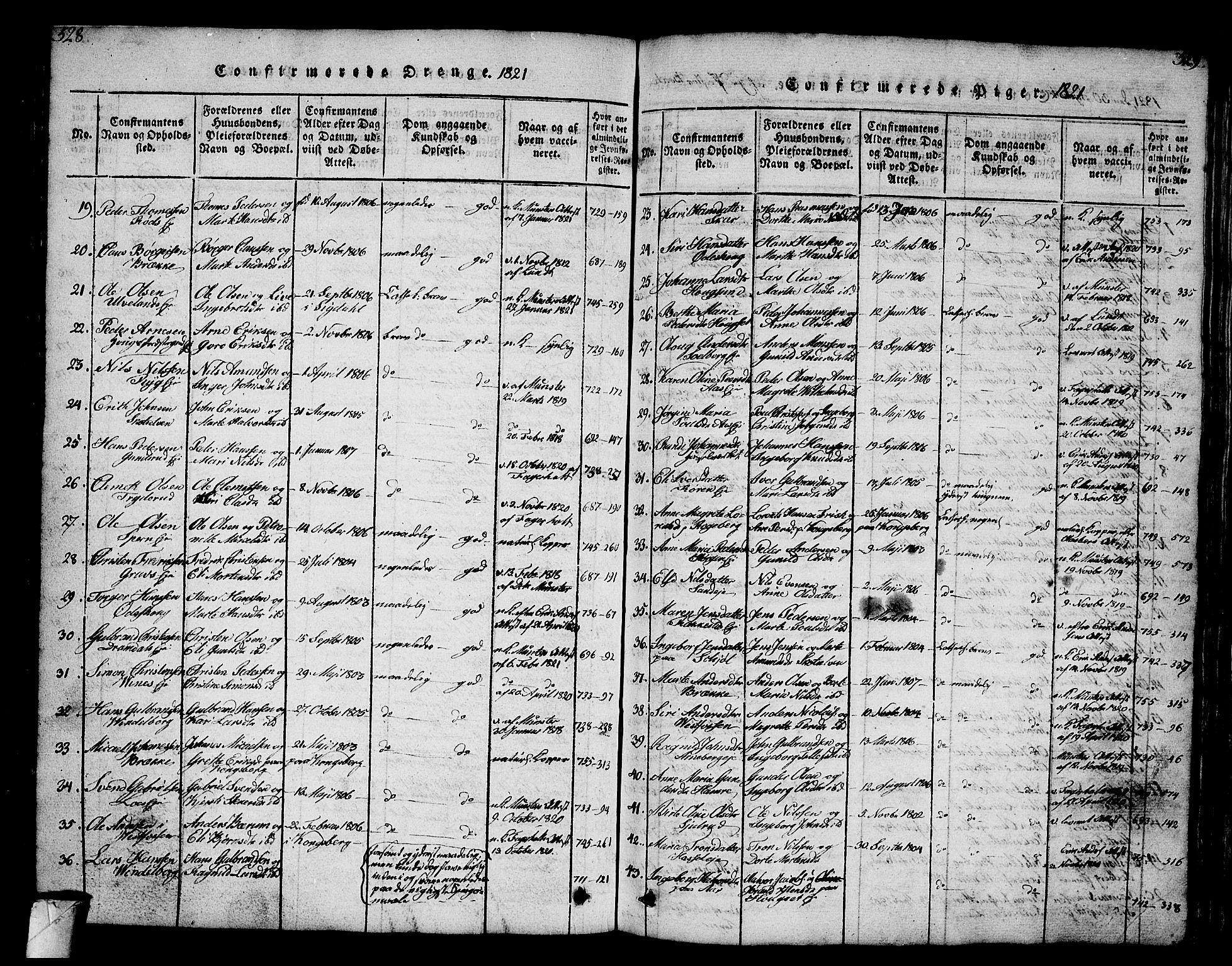 Eiker kirkebøker, AV/SAKO-A-4/G/Ga/L0001: Parish register (copy) no. I 1, 1814-1832, p. 528-529