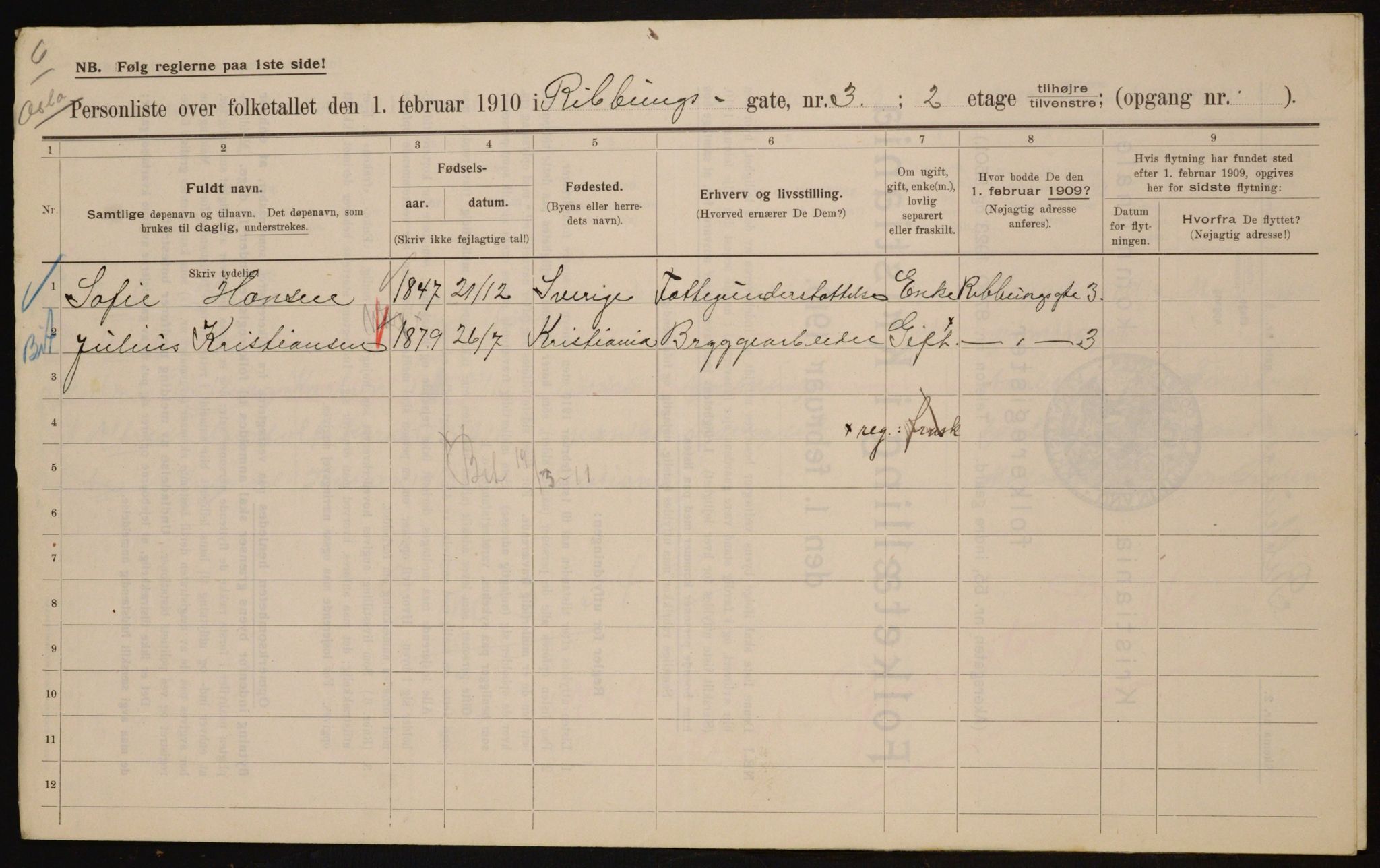 OBA, Municipal Census 1910 for Kristiania, 1910, p. 79294