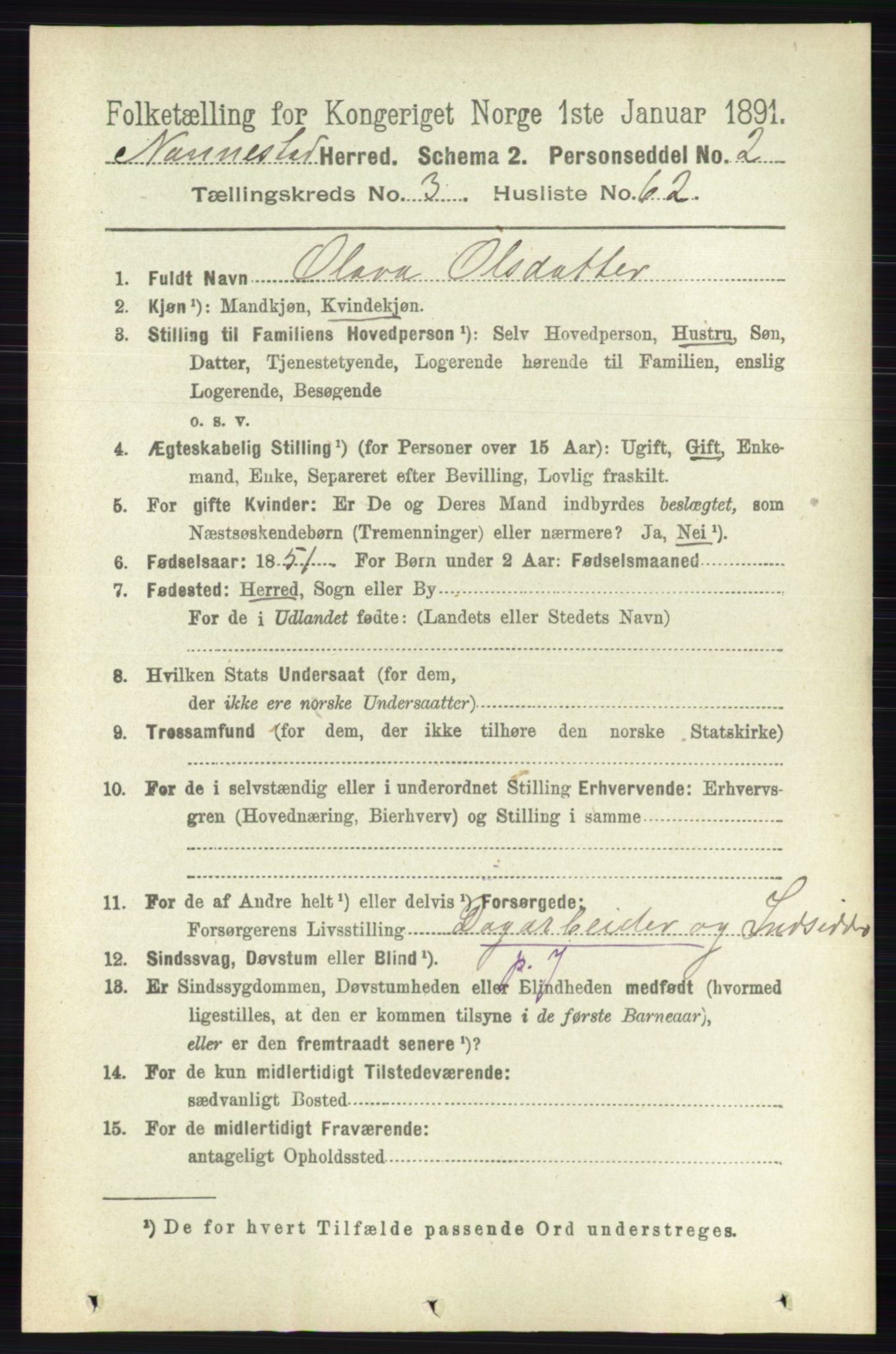 RA, 1891 census for 0238 Nannestad, 1891, p. 1823