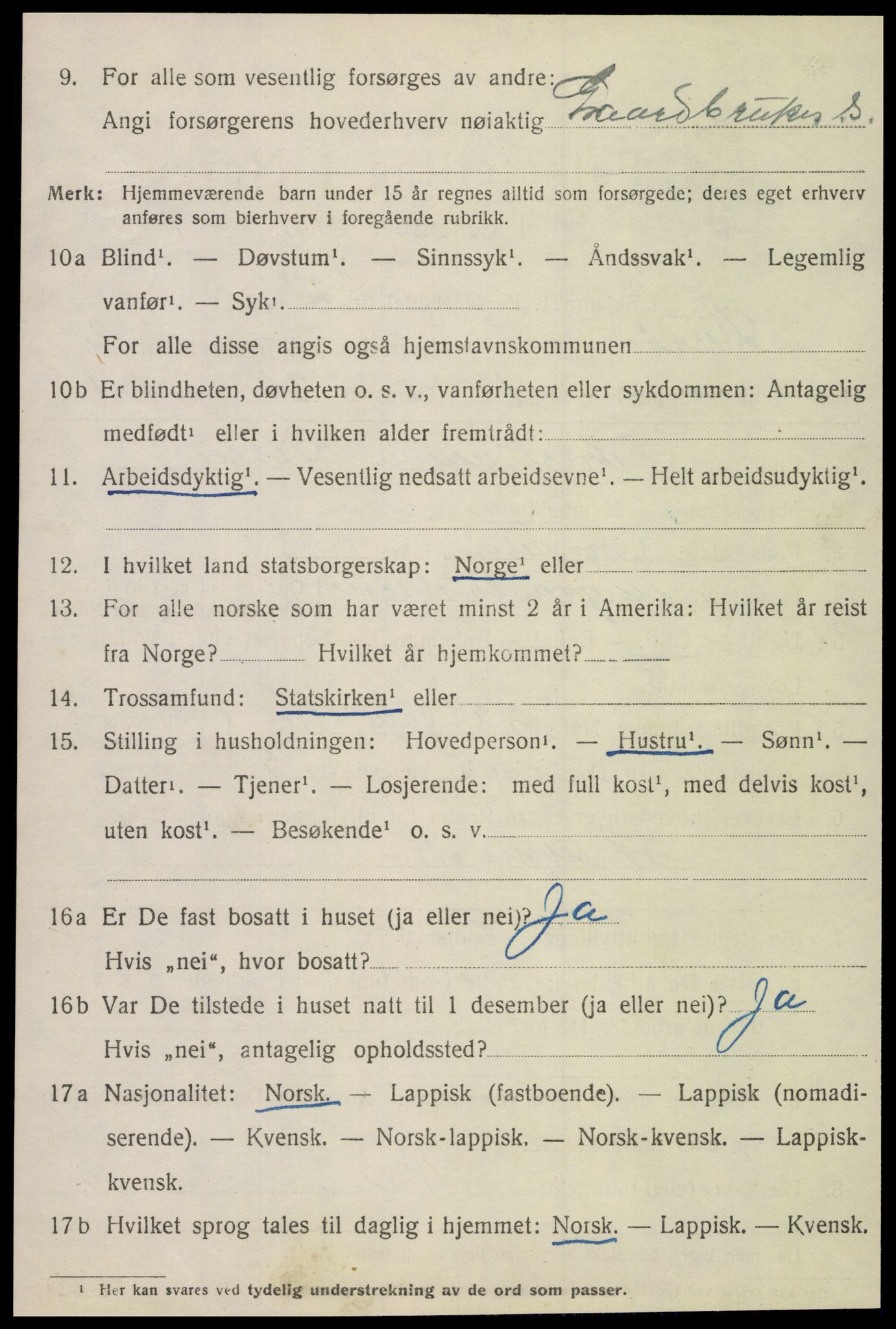 SAT, 1920 census for Lurøy, 1920, p. 4696