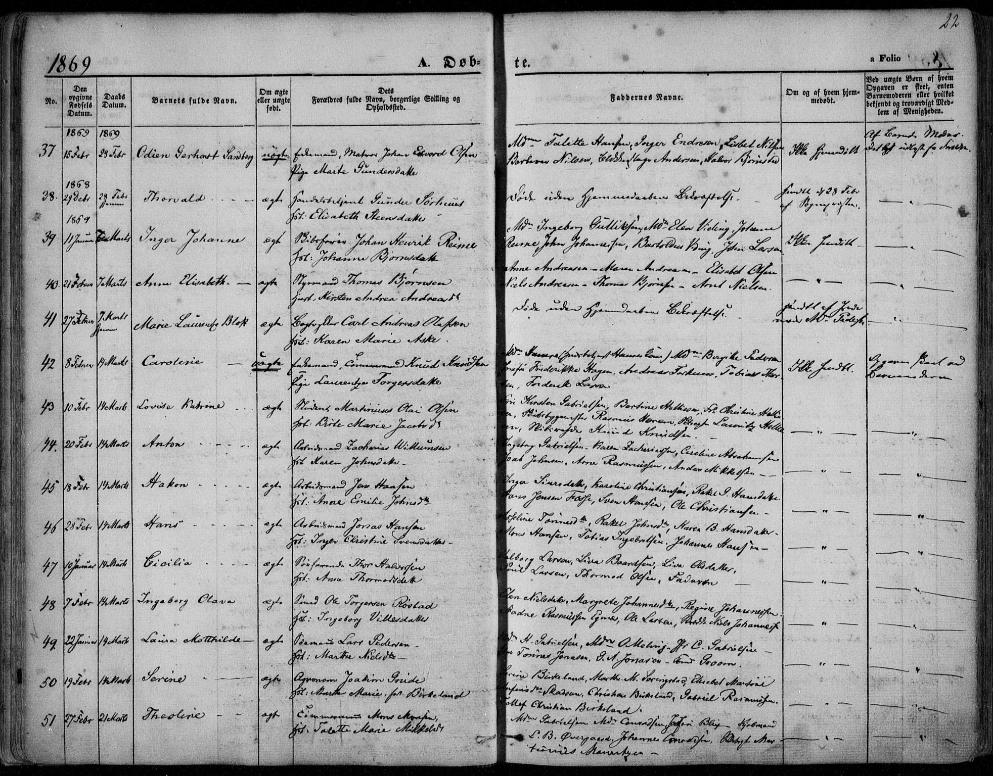 Domkirken sokneprestkontor, AV/SAST-A-101812/001/30/30BA/L0022: Parish register (official) no. A 21, 1868-1877, p. 22