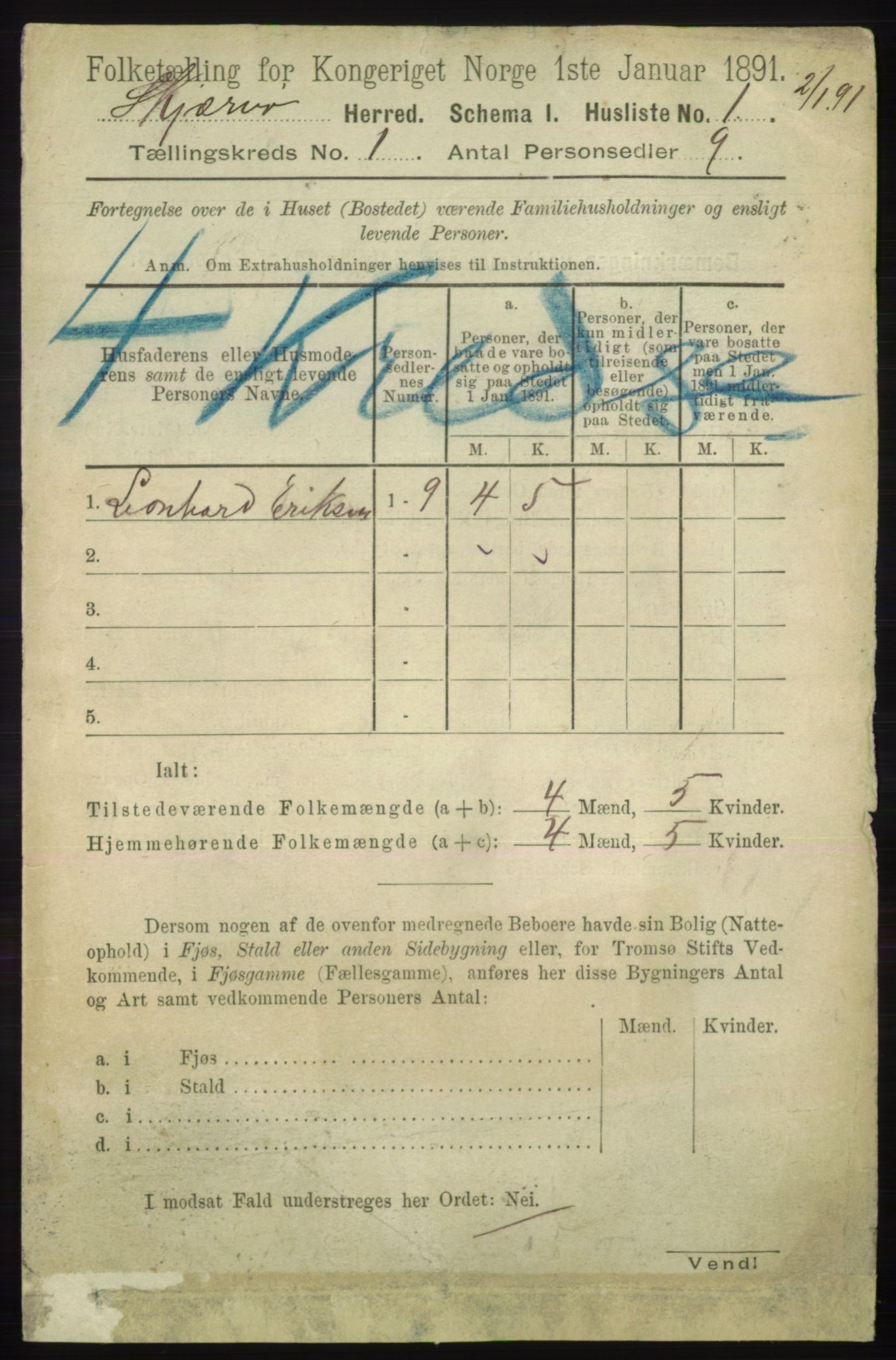 RA, 1891 census for 1941 Skjervøy, 1891, p. 19
