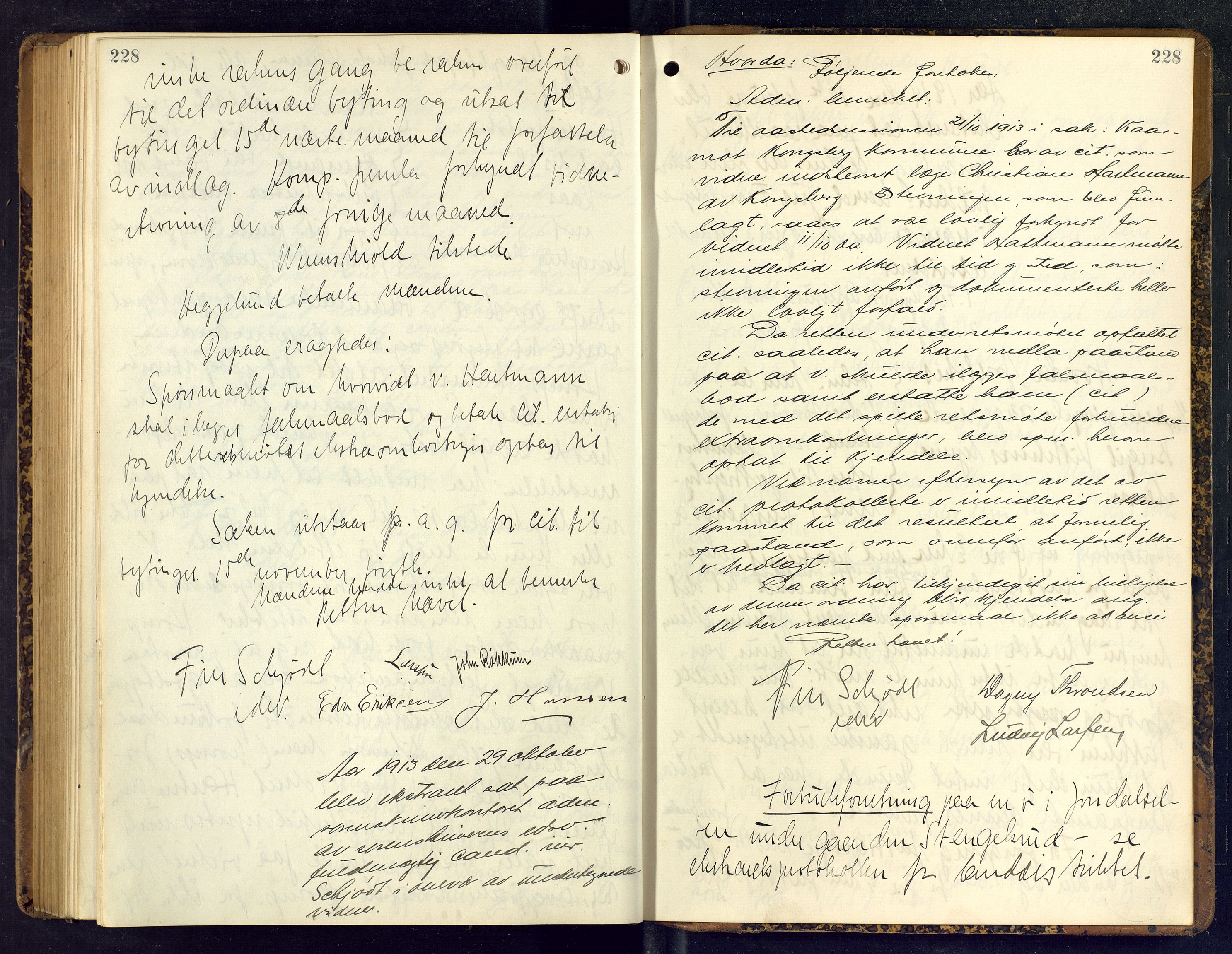 Numedal og Sandsvær sorenskriveri, AV/SAKO-A-128/F/Fc/Fcb/L0001: Ekstrarettsprotokoll, 1909-1914, p. 228