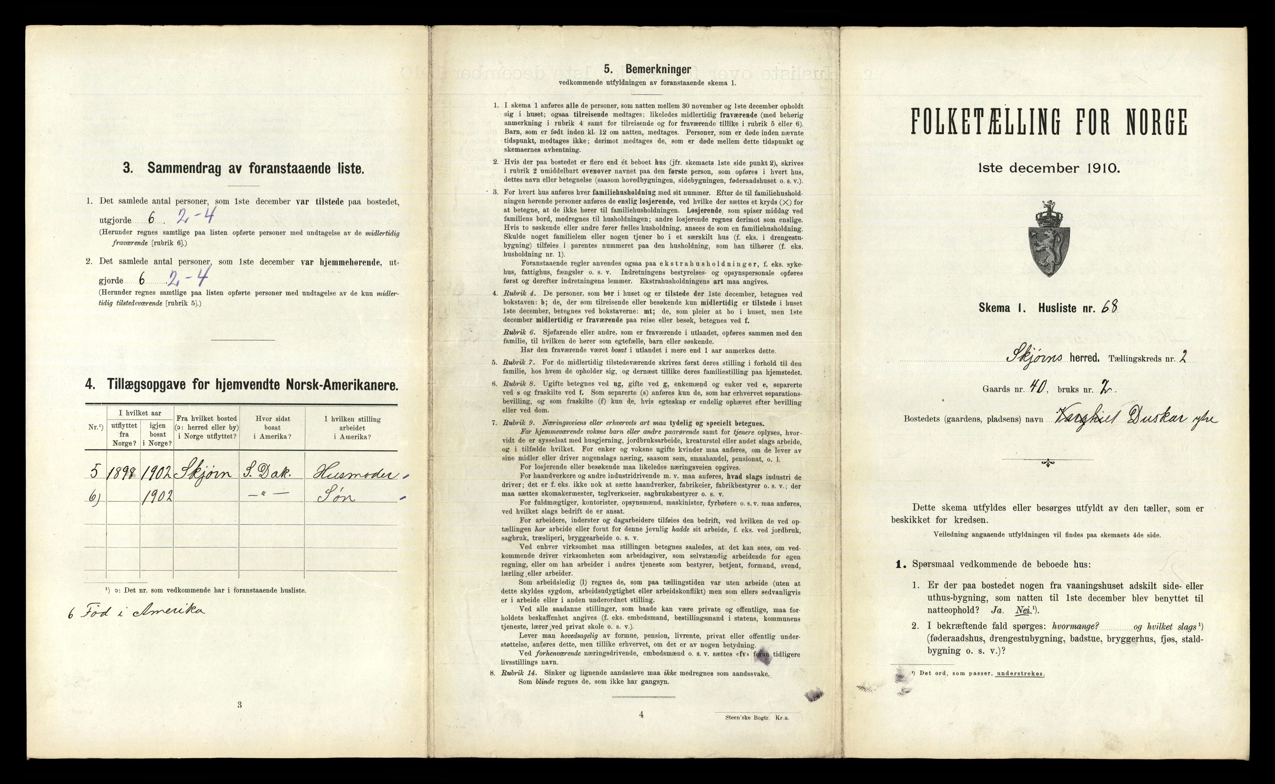 RA, 1910 census for Stjørna, 1910, p. 289