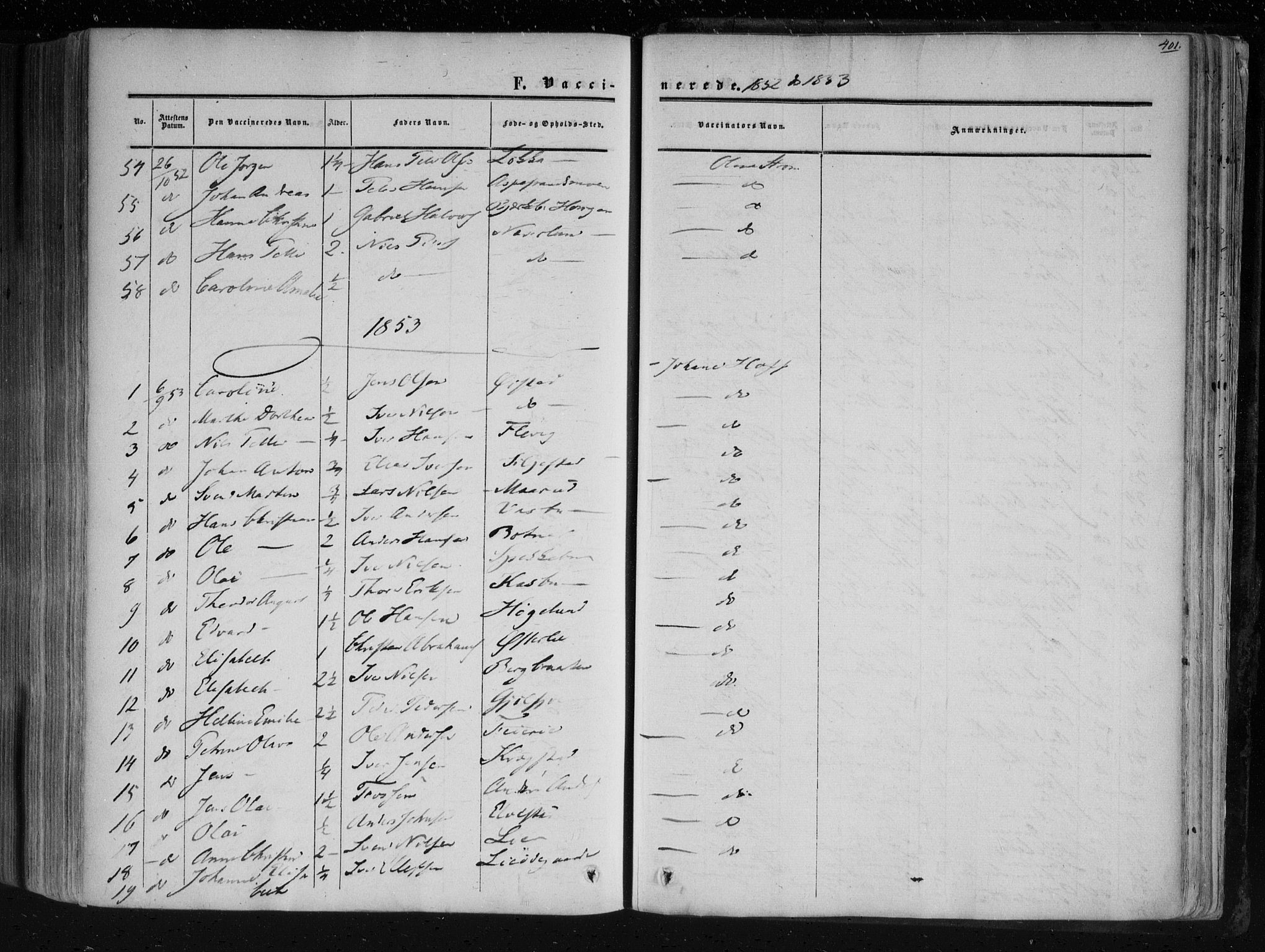 Aremark prestekontor Kirkebøker, AV/SAO-A-10899/F/Fc/L0003: Parish register (official) no. III 3, 1850-1865, p. 401