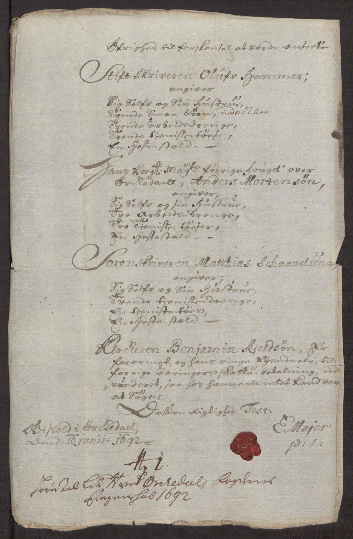 Rentekammeret inntil 1814, Reviderte regnskaper, Fogderegnskap, AV/RA-EA-4092/R58/L3937: Fogderegnskap Orkdal, 1691-1692, p. 292