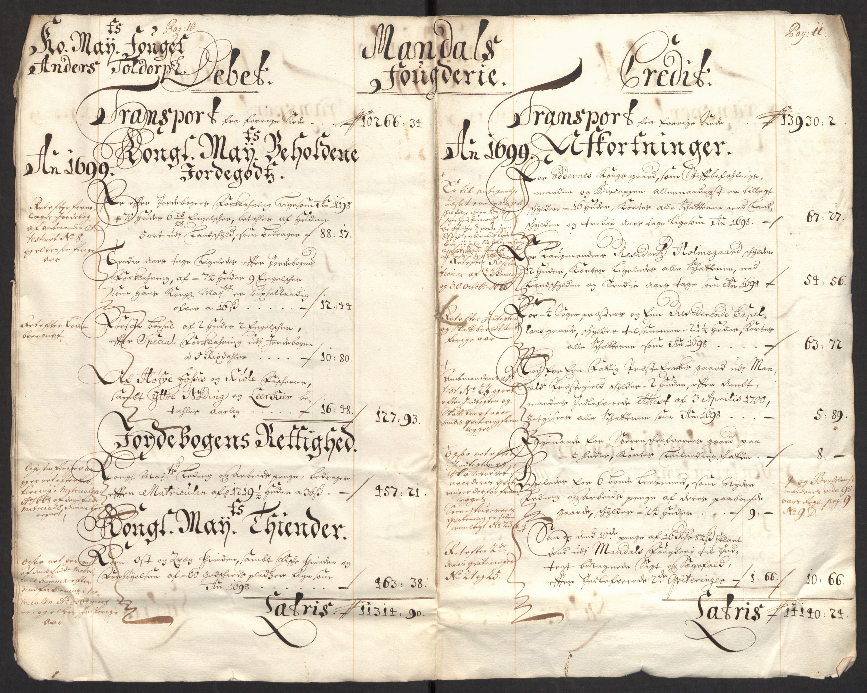 Rentekammeret inntil 1814, Reviderte regnskaper, Fogderegnskap, AV/RA-EA-4092/R43/L2547: Fogderegnskap Lista og Mandal, 1698-1699, p. 151