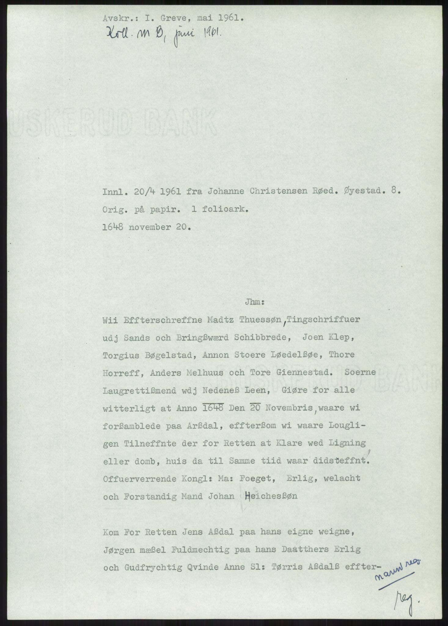 Samlinger til kildeutgivelse, Diplomavskriftsamlingen, RA/EA-4053/H/Ha, p. 1813