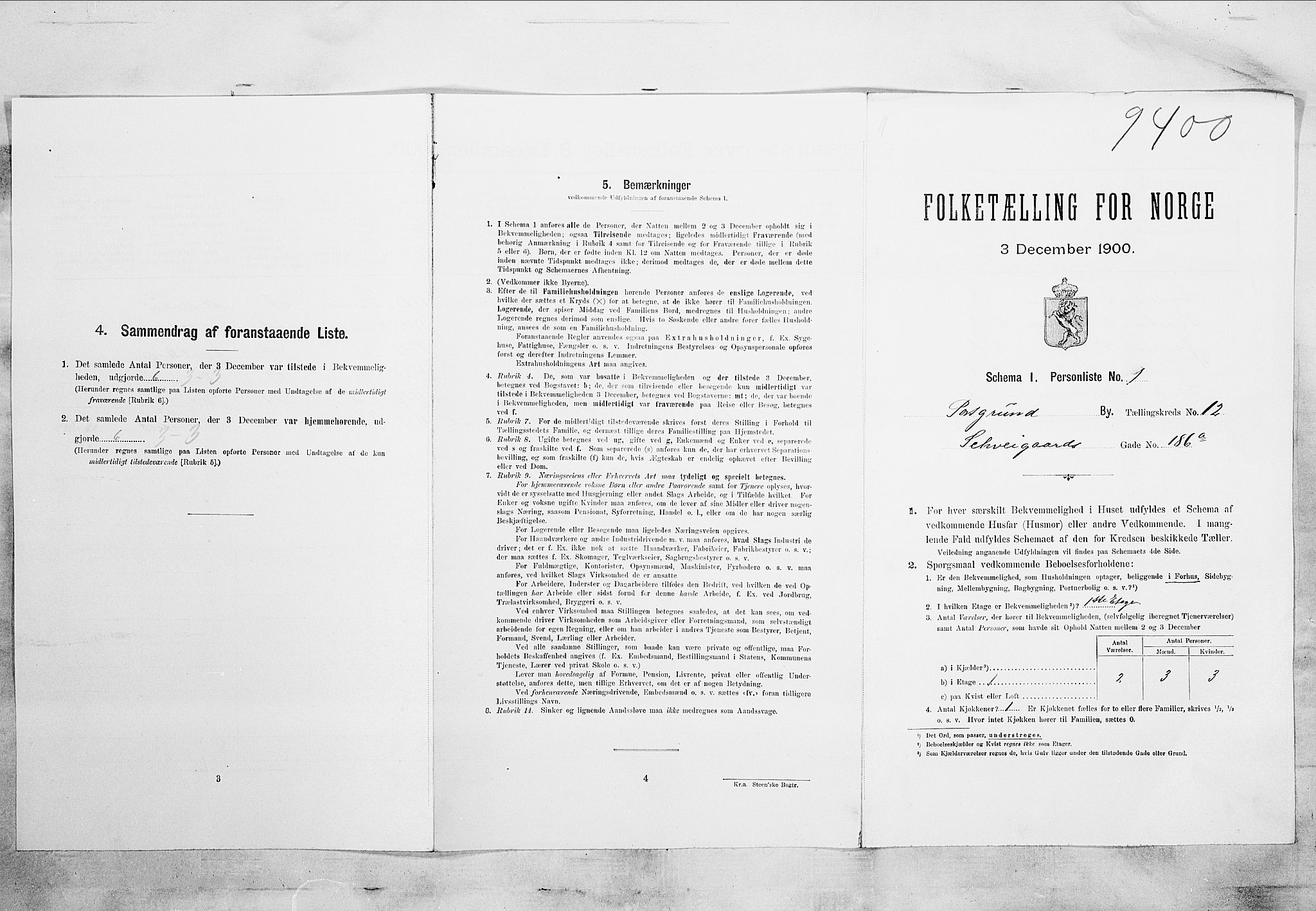 SAKO, 1900 census for Porsgrunn, 1900, p. 2186