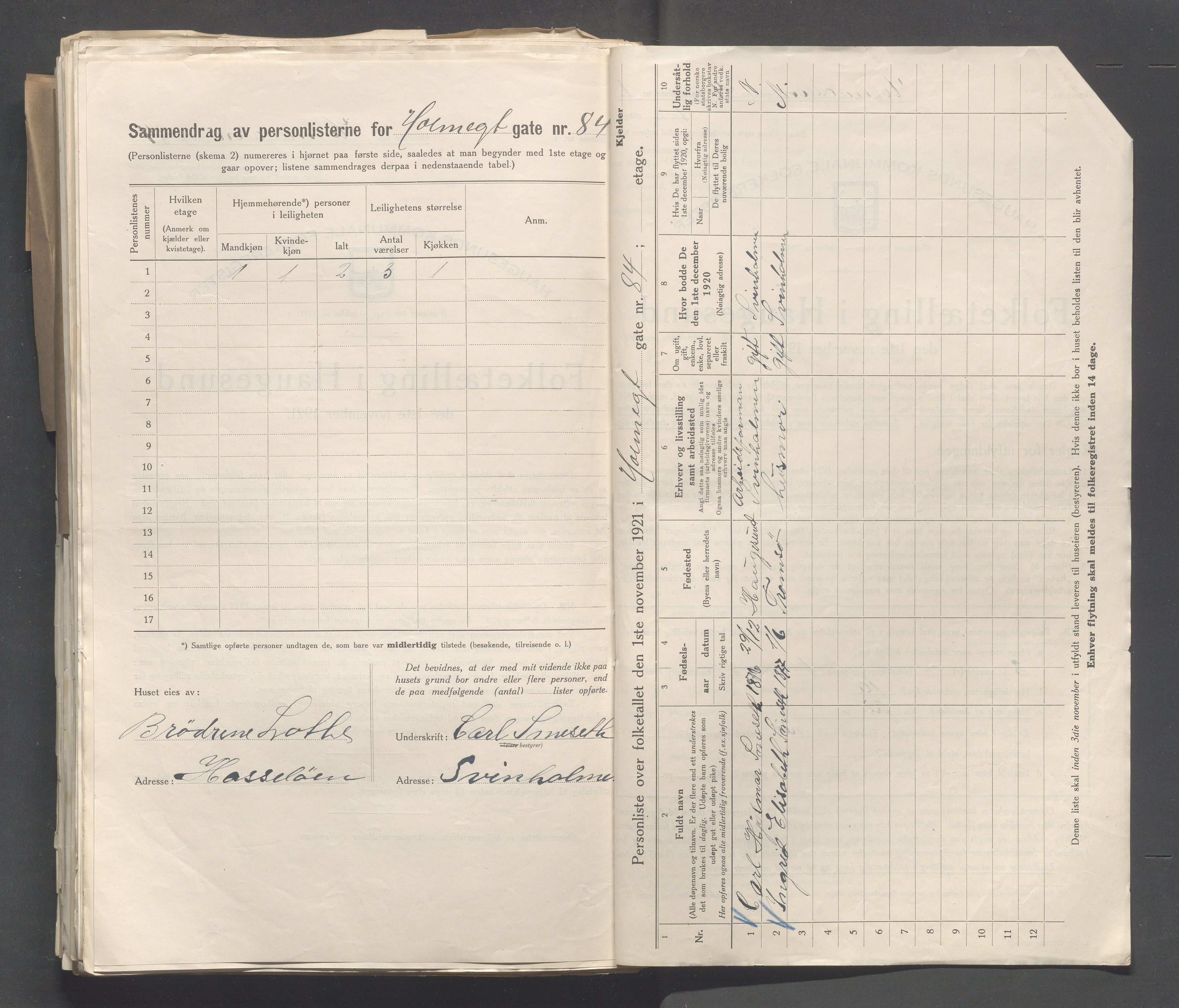 IKAR, Local census 1.11.1921 for Haugesund, 1921, p. 6262
