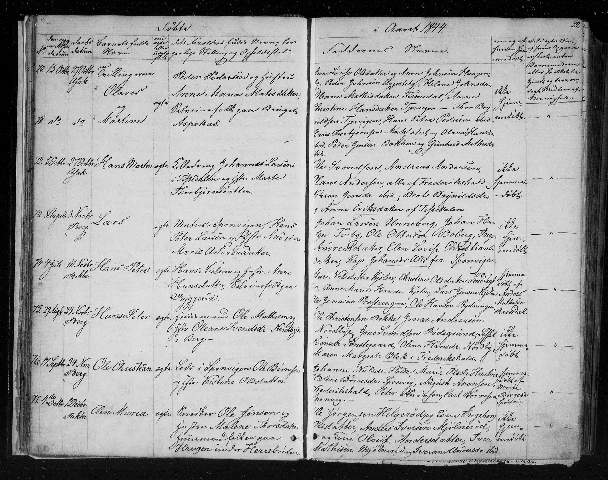 Berg prestekontor Kirkebøker, SAO/A-10902/F/Fa/L0004: Parish register (official) no. I 4, 1843-1860, p. 22