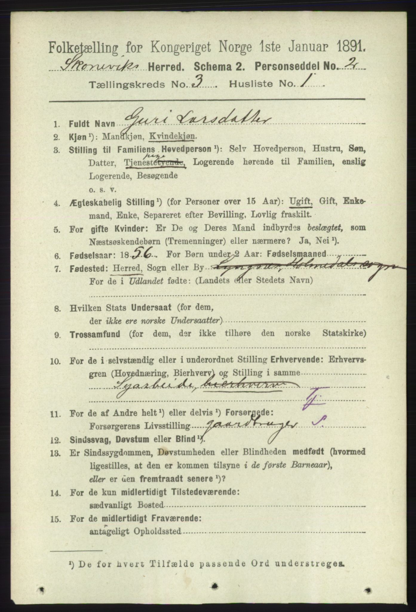 RA, 1891 census for 1212 Skånevik, 1891, p. 542