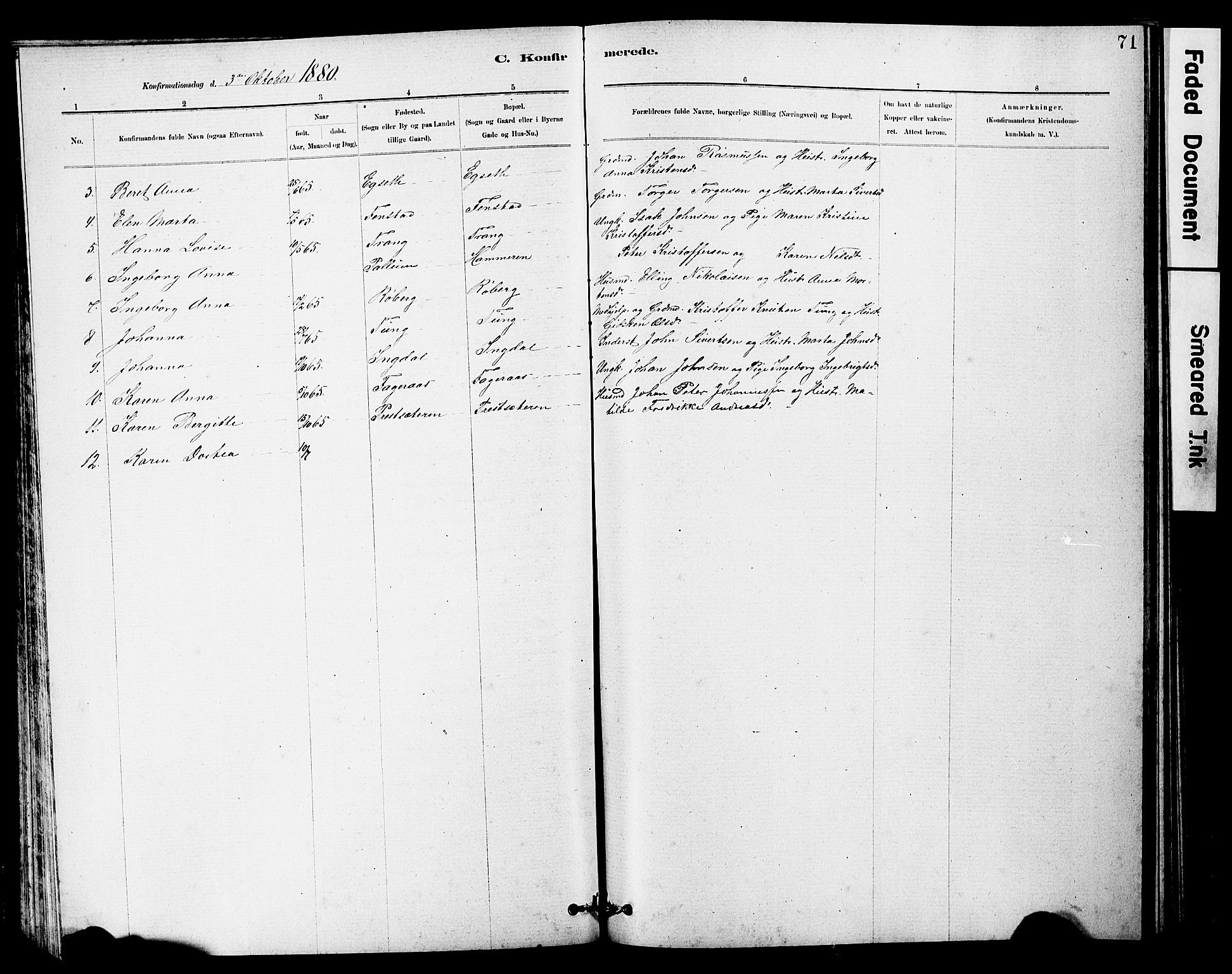 Ministerialprotokoller, klokkerbøker og fødselsregistre - Sør-Trøndelag, SAT/A-1456/646/L0628: Parish register (copy) no. 646C01, 1880-1903, p. 71