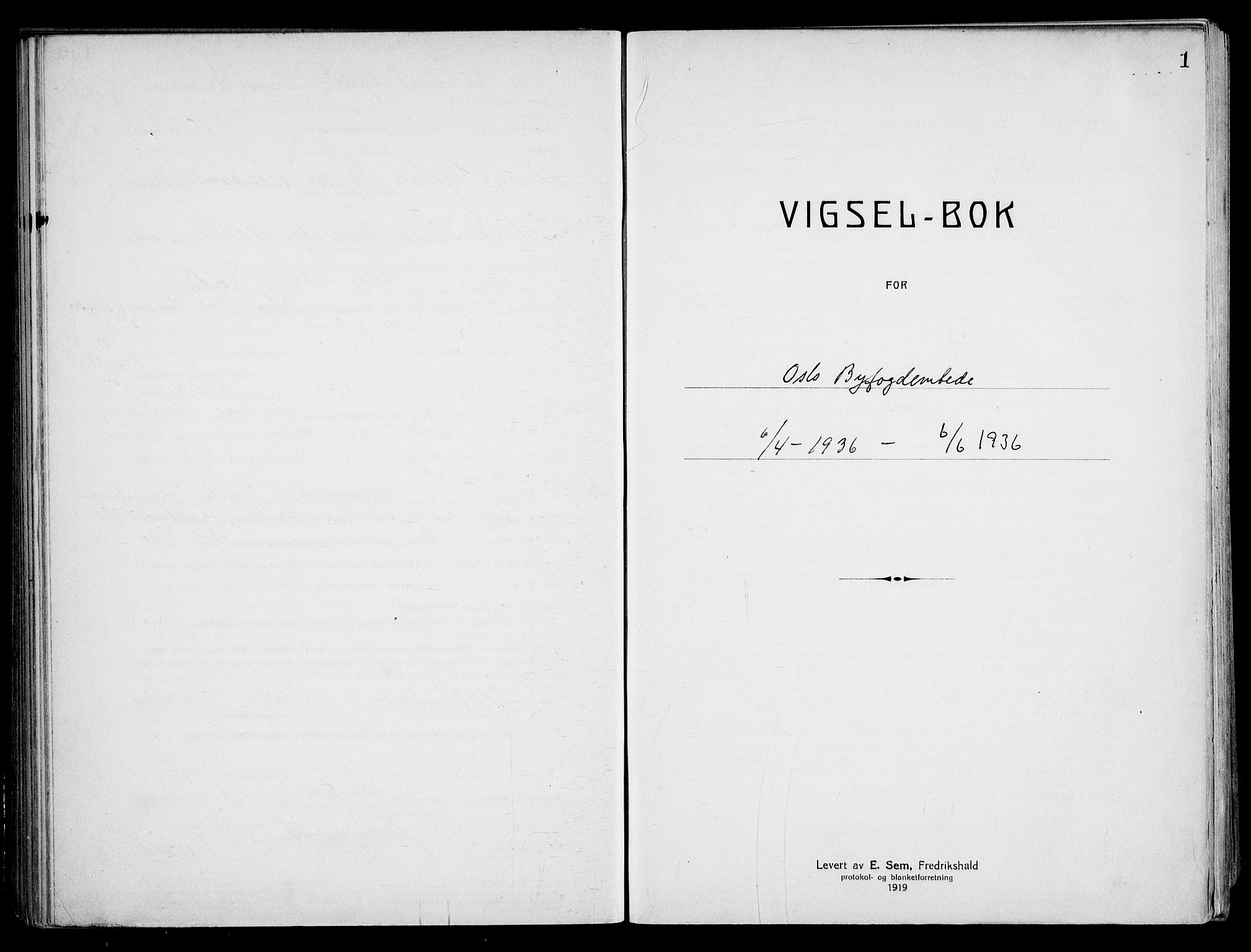 Oslo byfogd avd. I, AV/SAO-A-10220/L/Lb/Lbb/L0026: Notarialprotokoll, rekke II: Vigsler, 1936, p. 1a