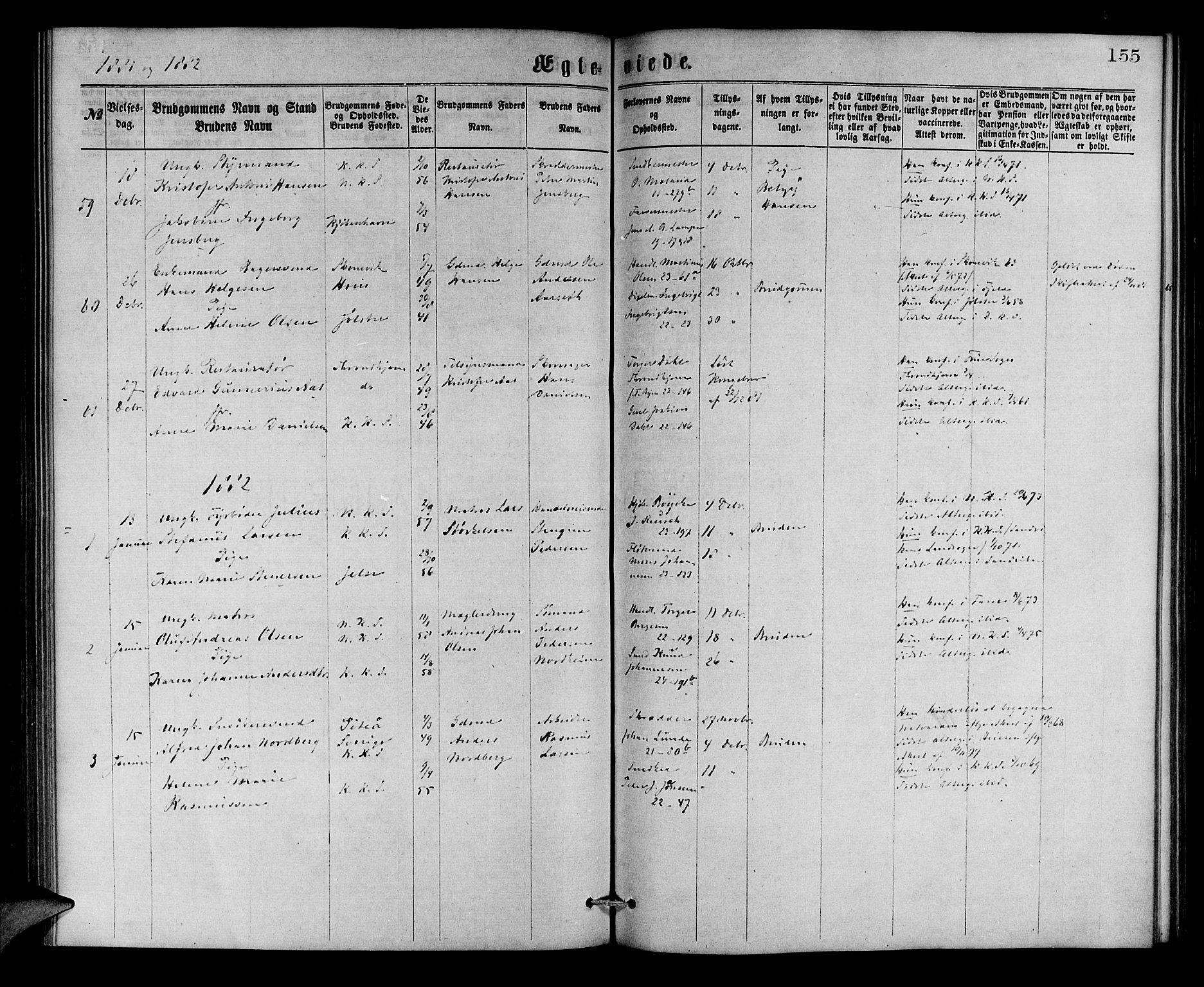 Korskirken sokneprestembete, AV/SAB-A-76101/H/Hab: Parish register (copy) no. D 2, 1867-1886, p. 155