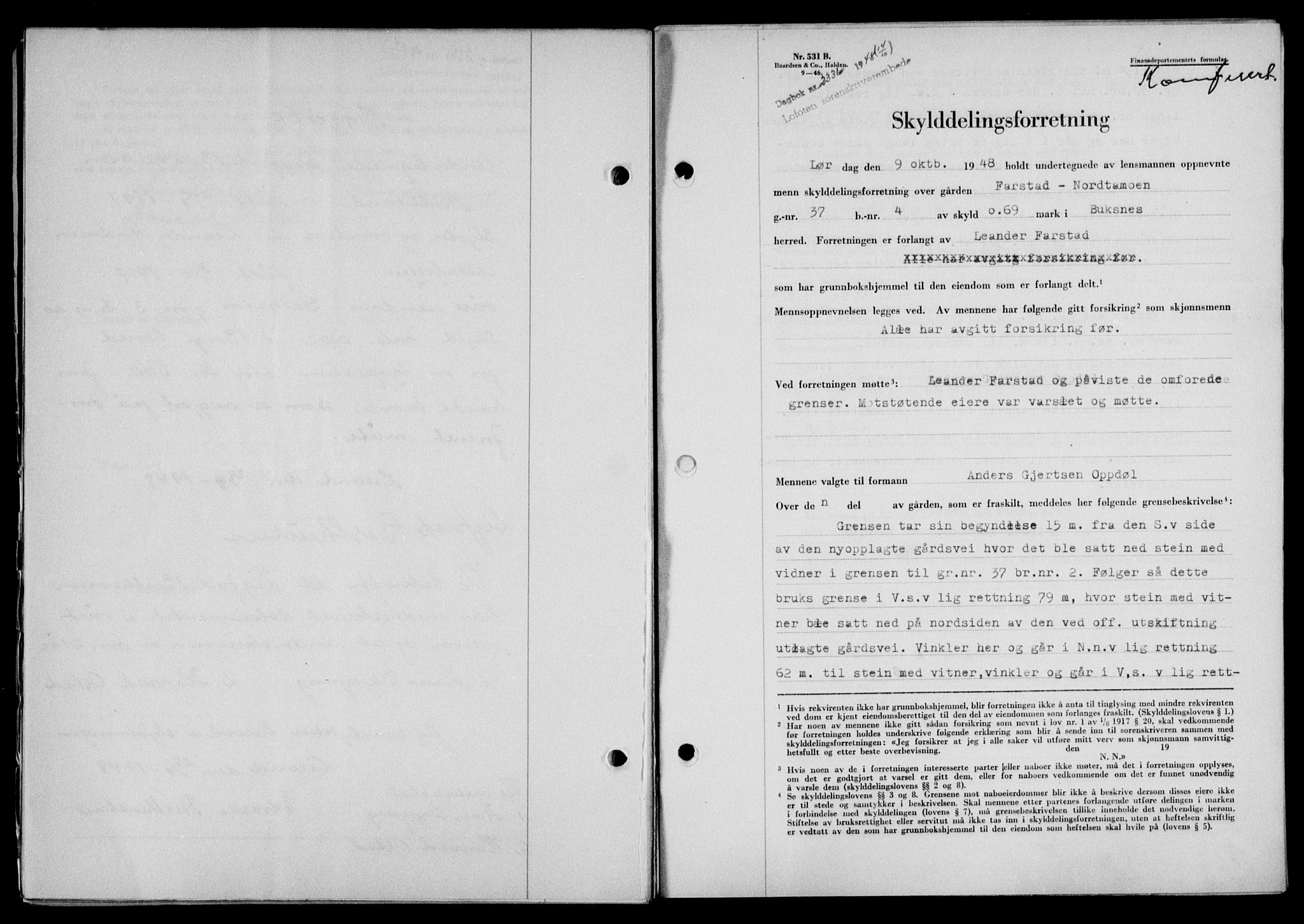 Lofoten sorenskriveri, SAT/A-0017/1/2/2C/L0019a: Mortgage book no. 19a, 1948-1948, Diary no: : 2336/1948