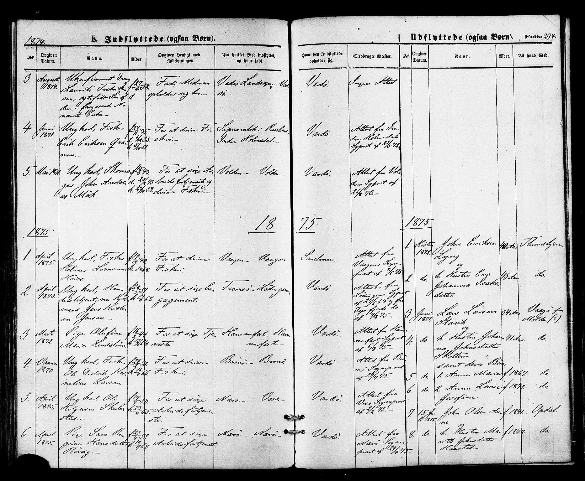 Vardø sokneprestkontor, SATØ/S-1332/H/Ha/L0005kirke: Parish register (official) no. 5, 1872-1878, p. 294