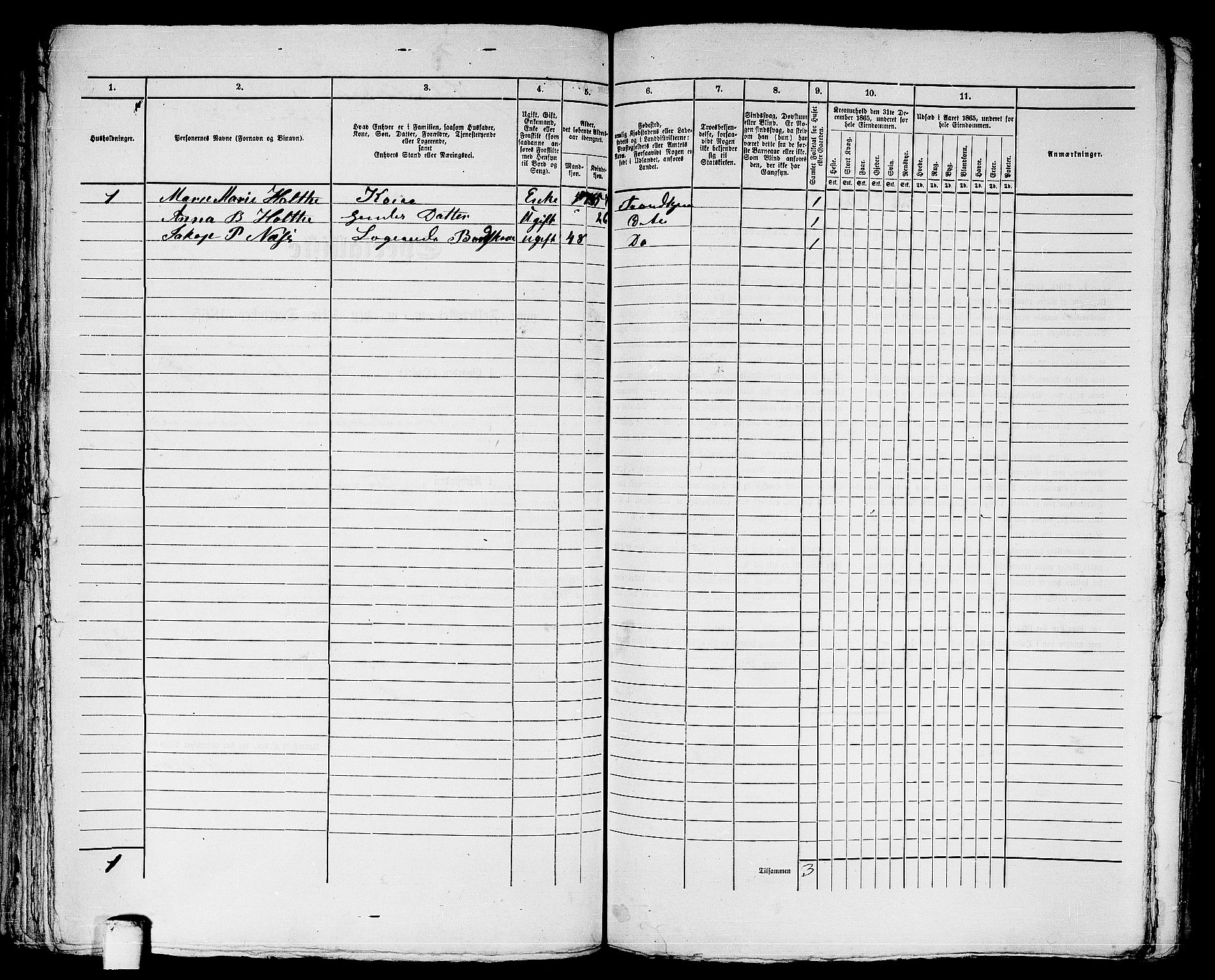 RA, 1865 census for Trondheim, 1865, p. 2798