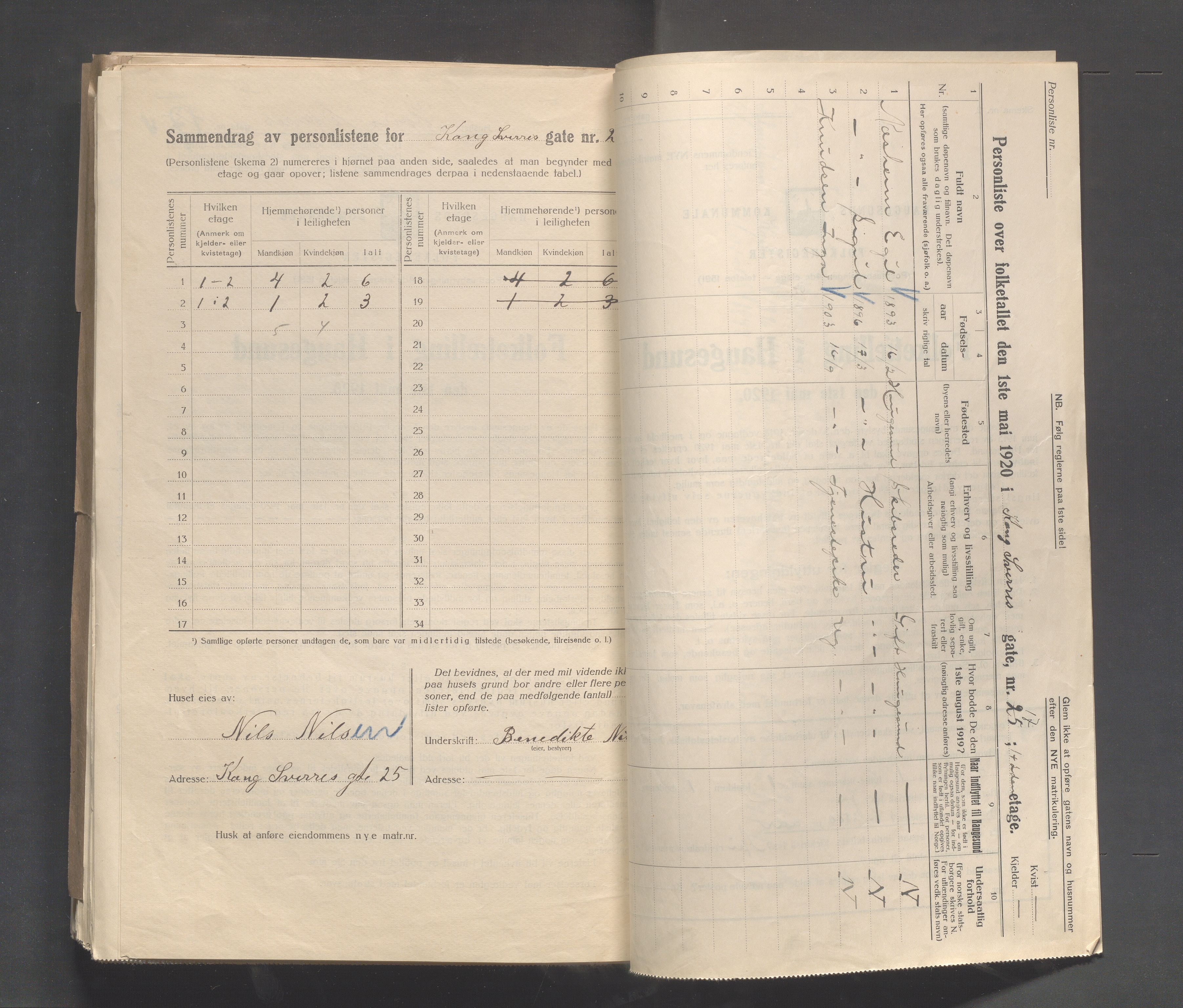 IKAR, Local census 1.5.1920 for Haugesund, 1920, p. 2840