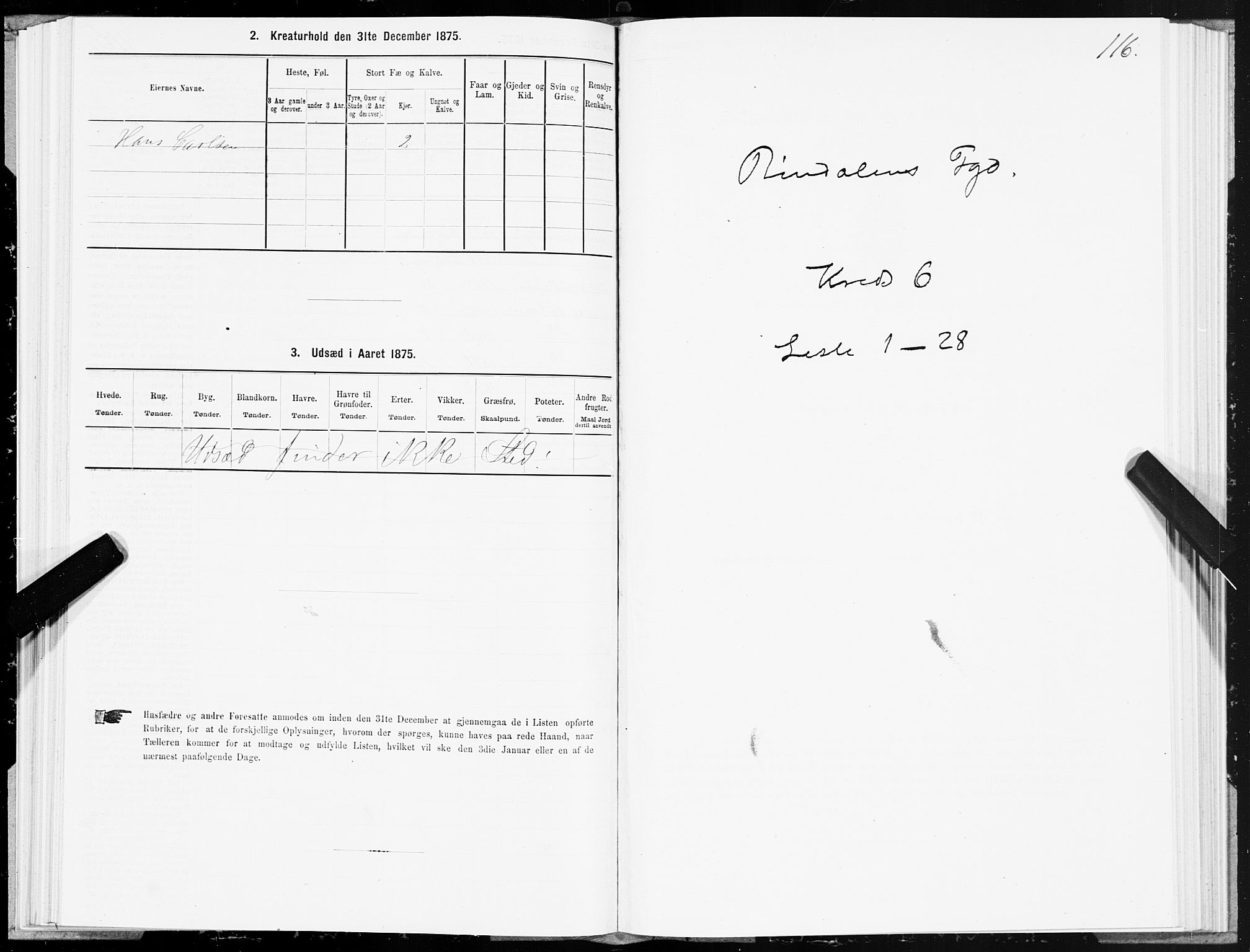 SAT, 1875 census for 1811P Bindal, 1875, p. 2116