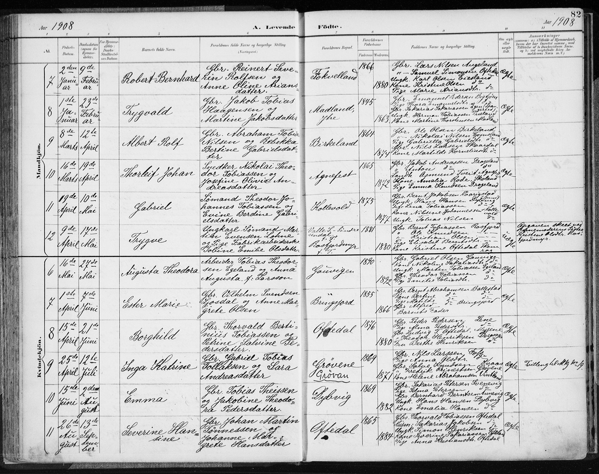 Lyngdal sokneprestkontor, AV/SAK-1111-0029/F/Fa/Fac/L0012: Parish register (official) no. A 12, 1894-1918, p. 82