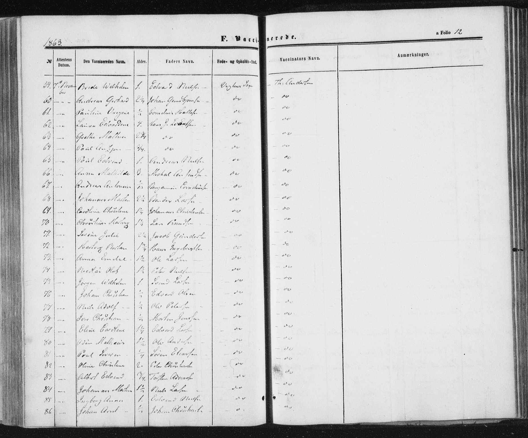 Ministerialprotokoller, klokkerbøker og fødselsregistre - Nord-Trøndelag, AV/SAT-A-1458/784/L0670: Parish register (official) no. 784A05, 1860-1876, p. 12