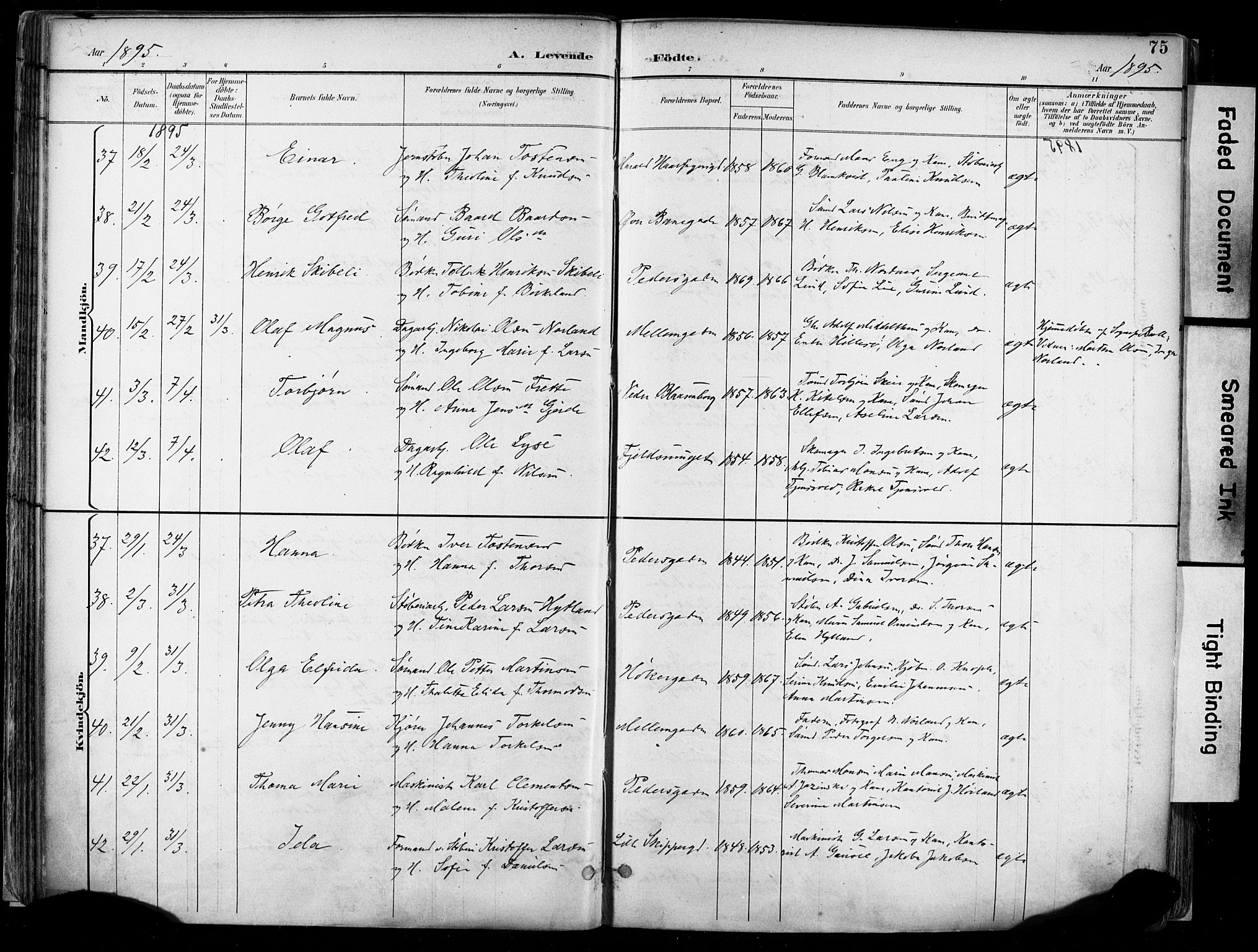 St. Johannes sokneprestkontor, AV/SAST-A-101814/001/30/30BA/L0004: Parish register (official) no. A 4, 1891-1899, p. 75