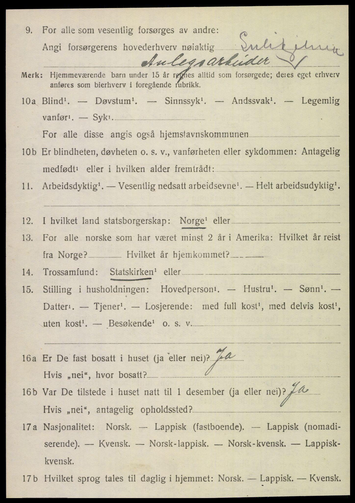 SAT, 1920 census for Fauske, 1920, p. 10459